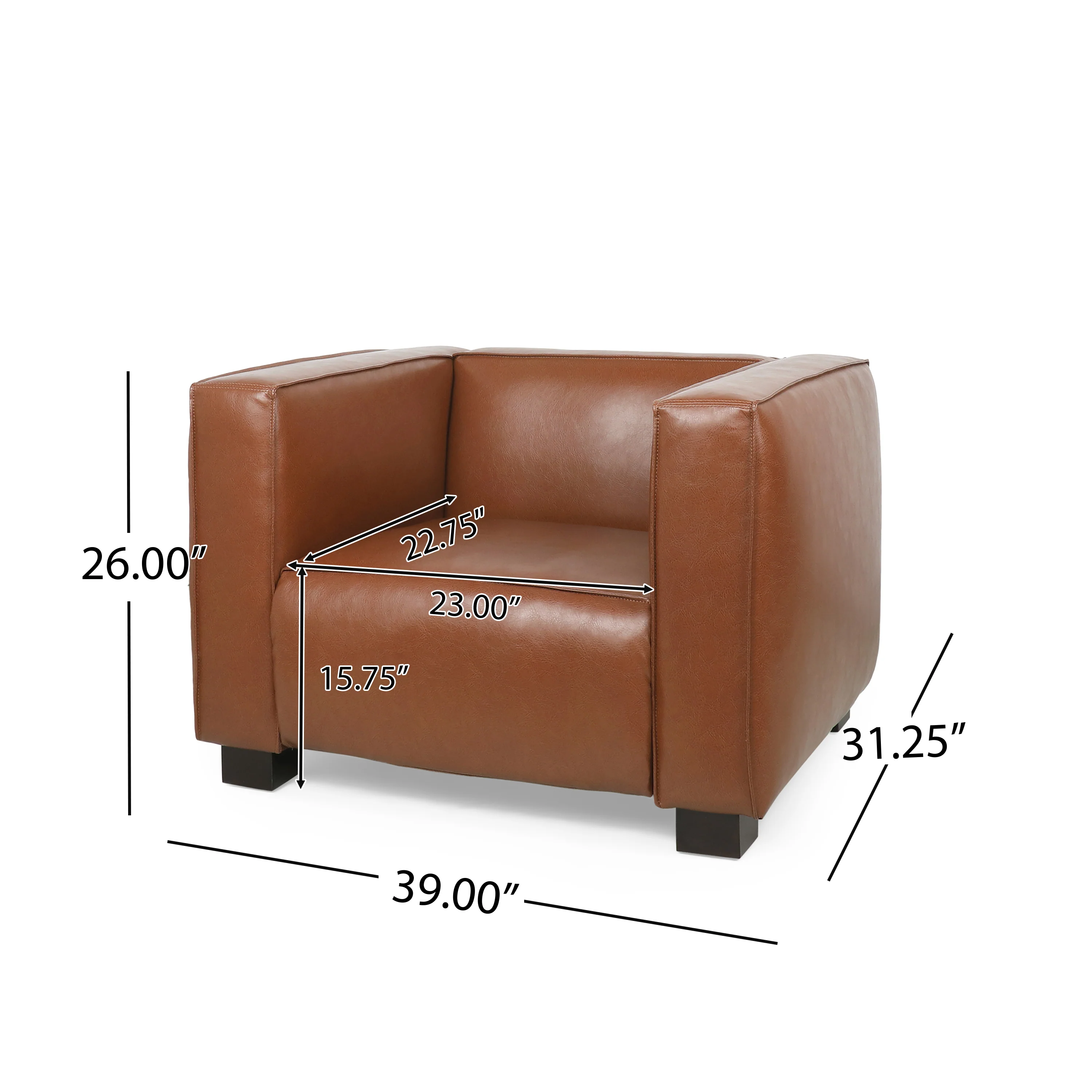 Minkler Contemporary Faux Leather Club Chair - furnishings