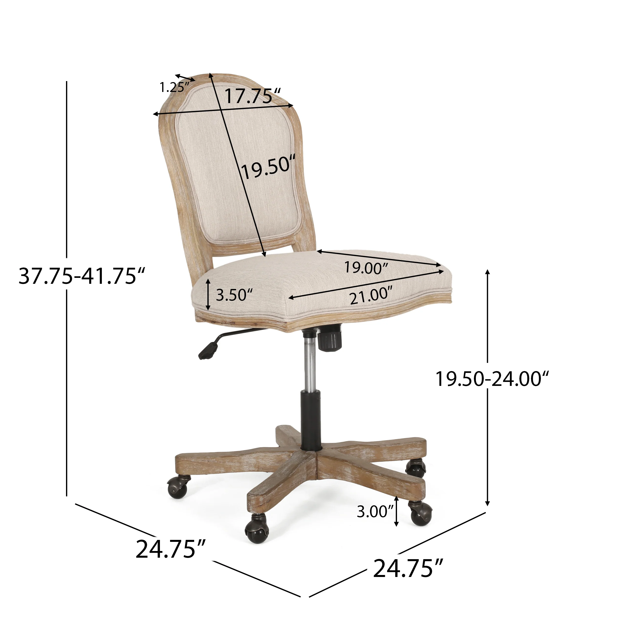 Oakes French Country Upholstered Swivel Office Chair - furnishings