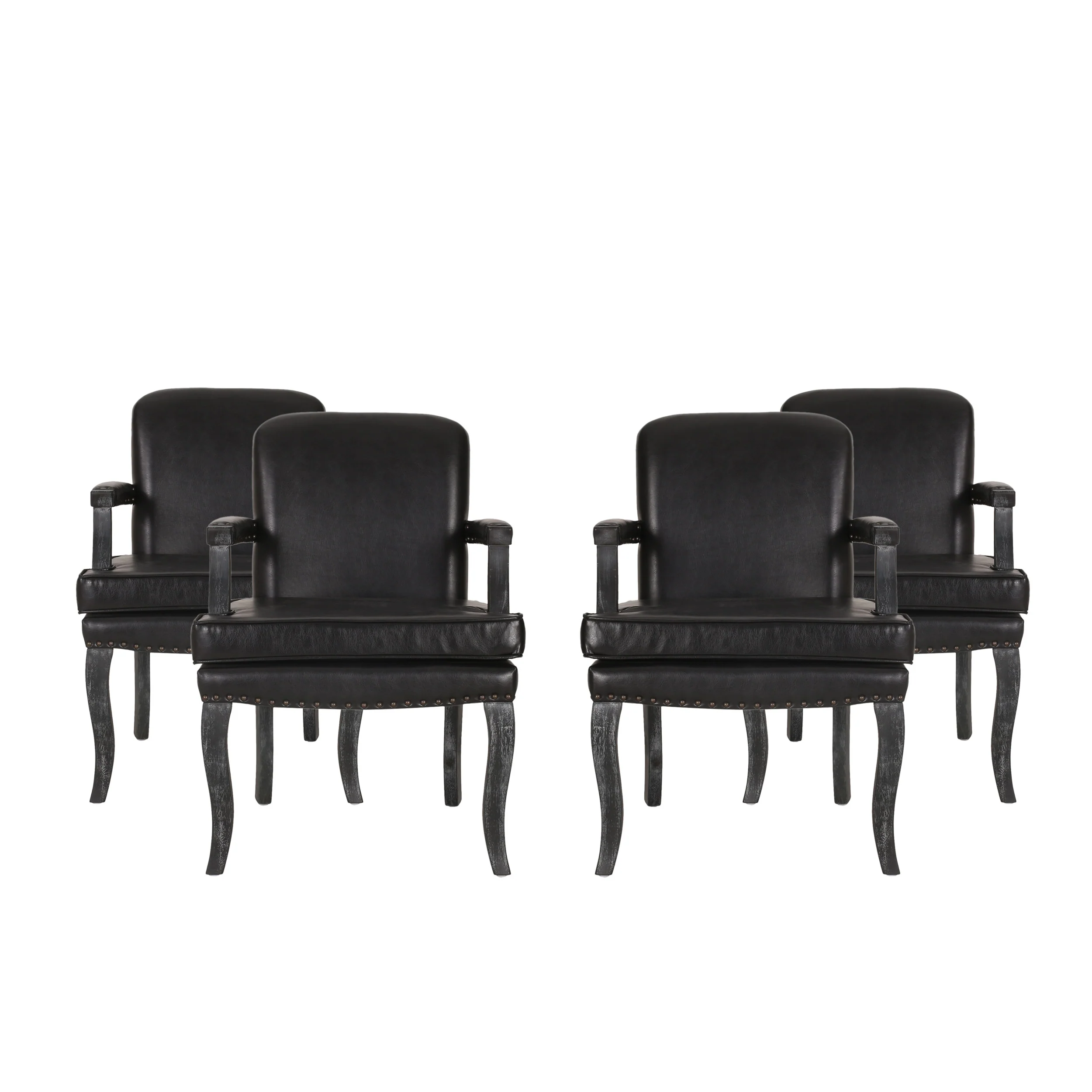 Tim French Country Dining Arm Chair with Nailhead Trim, Set of 4 - furnishings