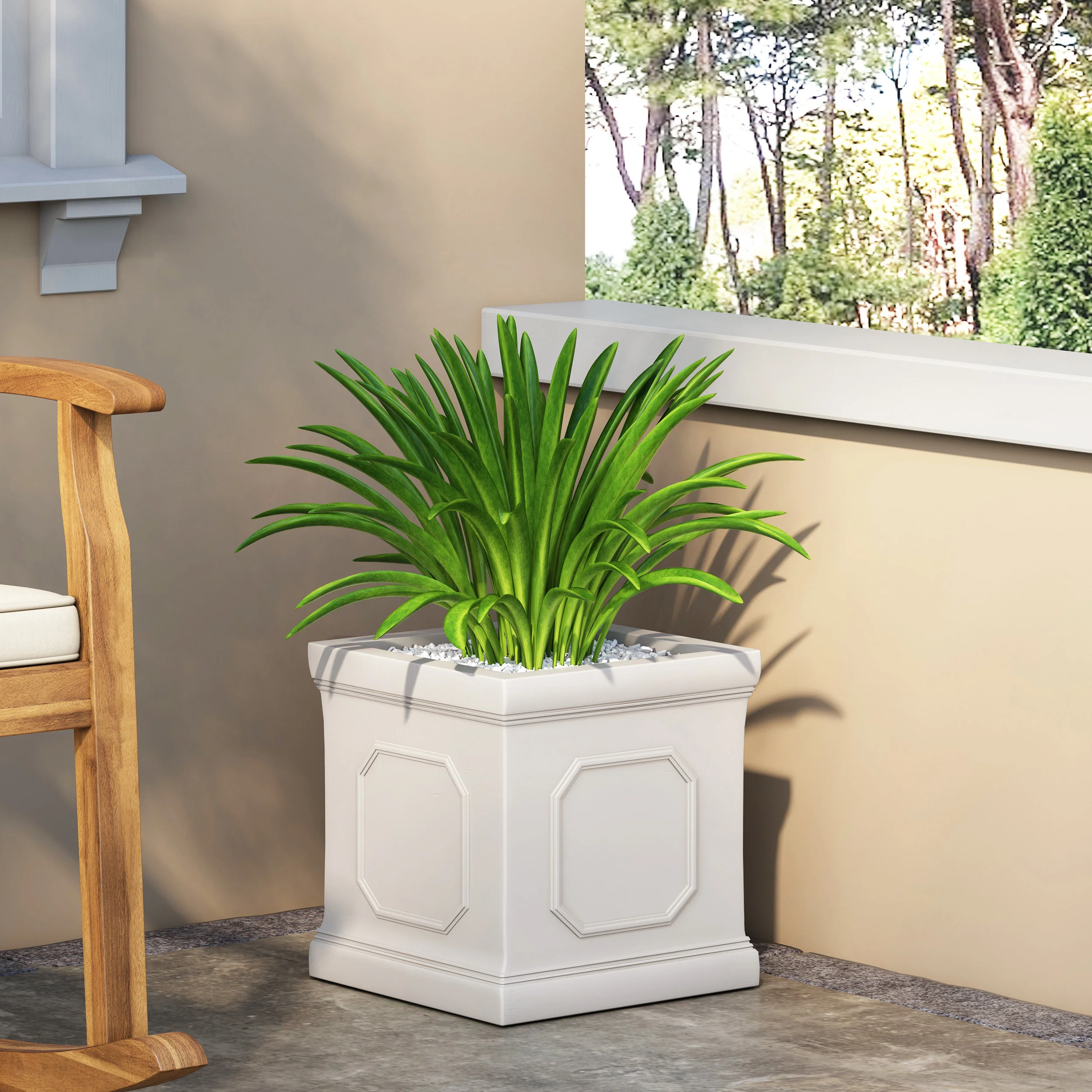 Greg Outdoor Cast Stone Planter - furnishings