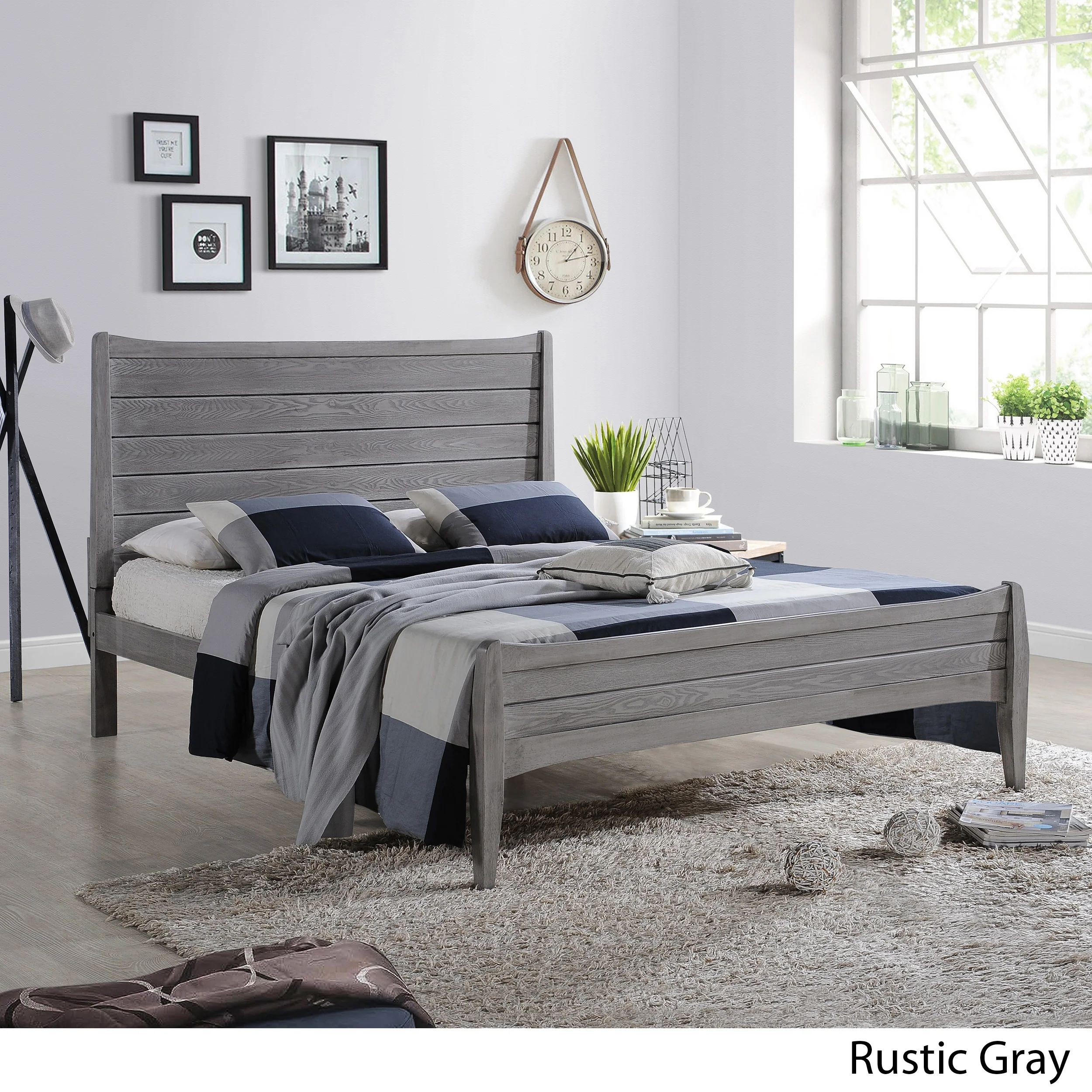 Lakshana Rustic Wooden Queen Platform Bed - furnishings