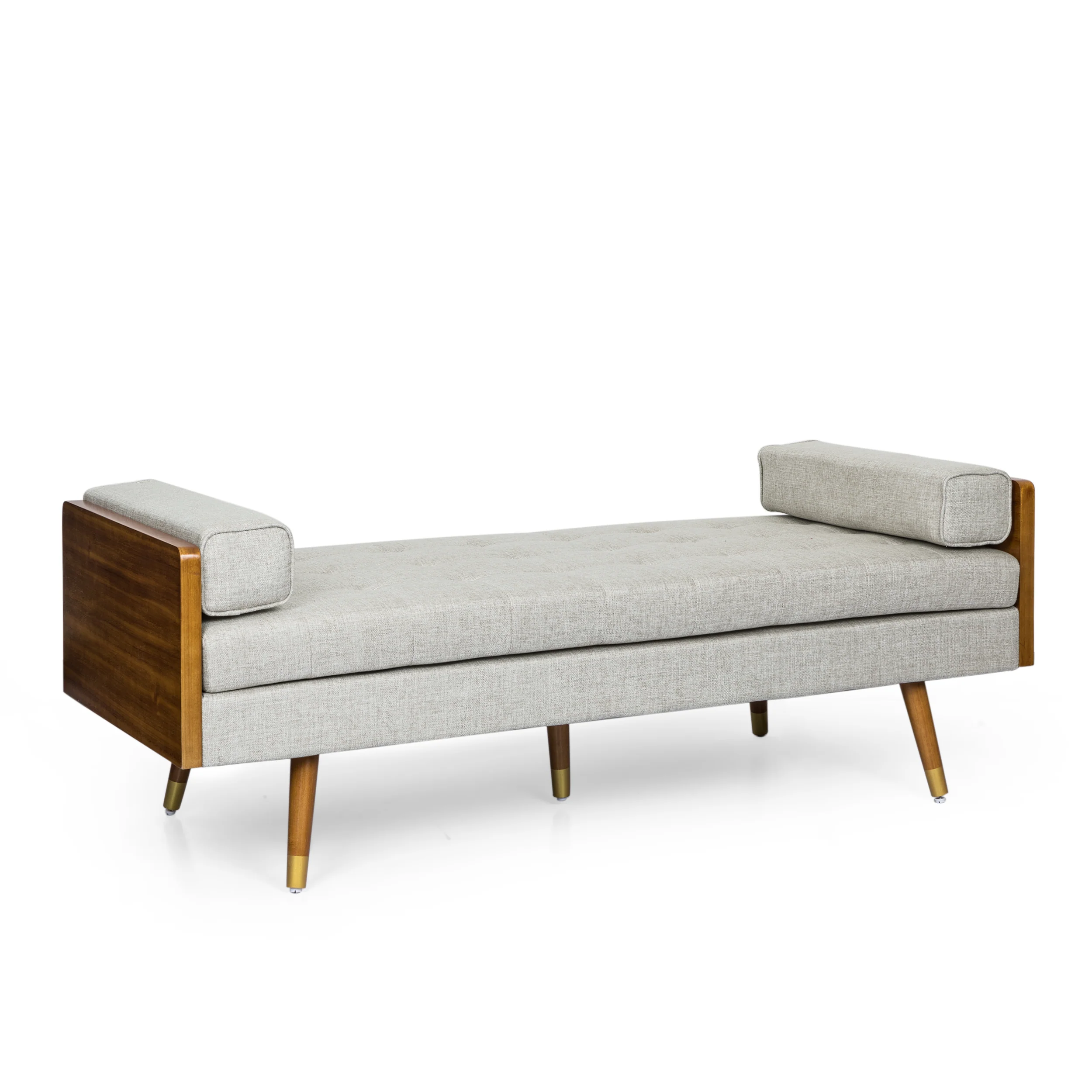 Tiltonsville Mid-Century Modern Tufted Double End Chaise Lounge with Bolster Pillows - furnishings