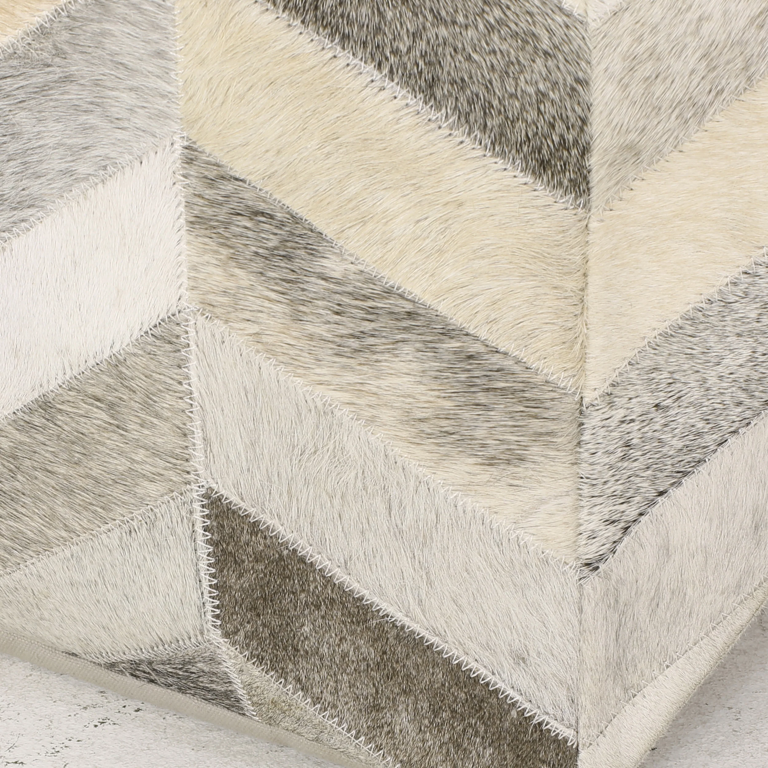 Weikel Handcrafted Boho Cowhide Pouf - furnishings
