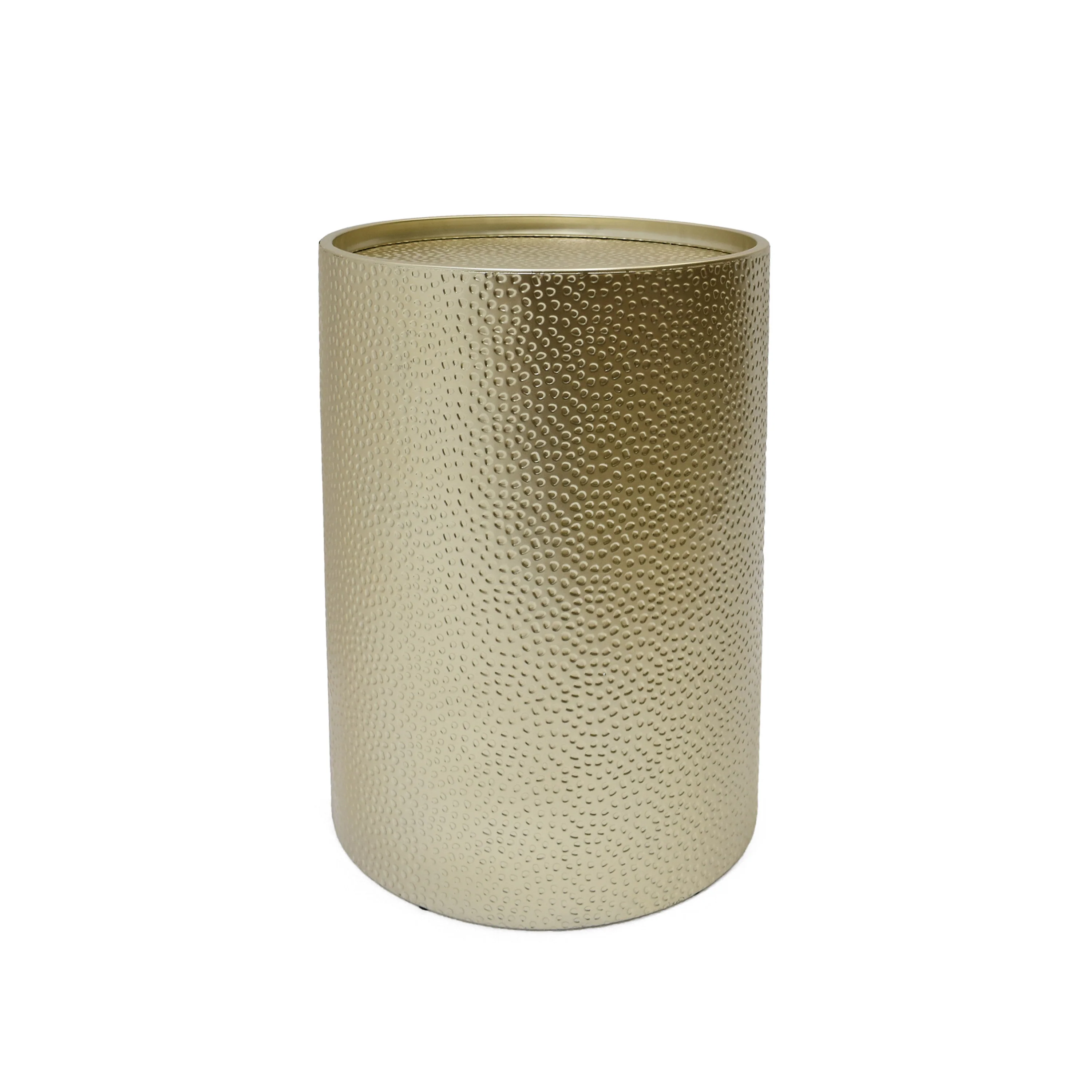 Rache Modern Round Accent Table with Hammered Iron - furnishings