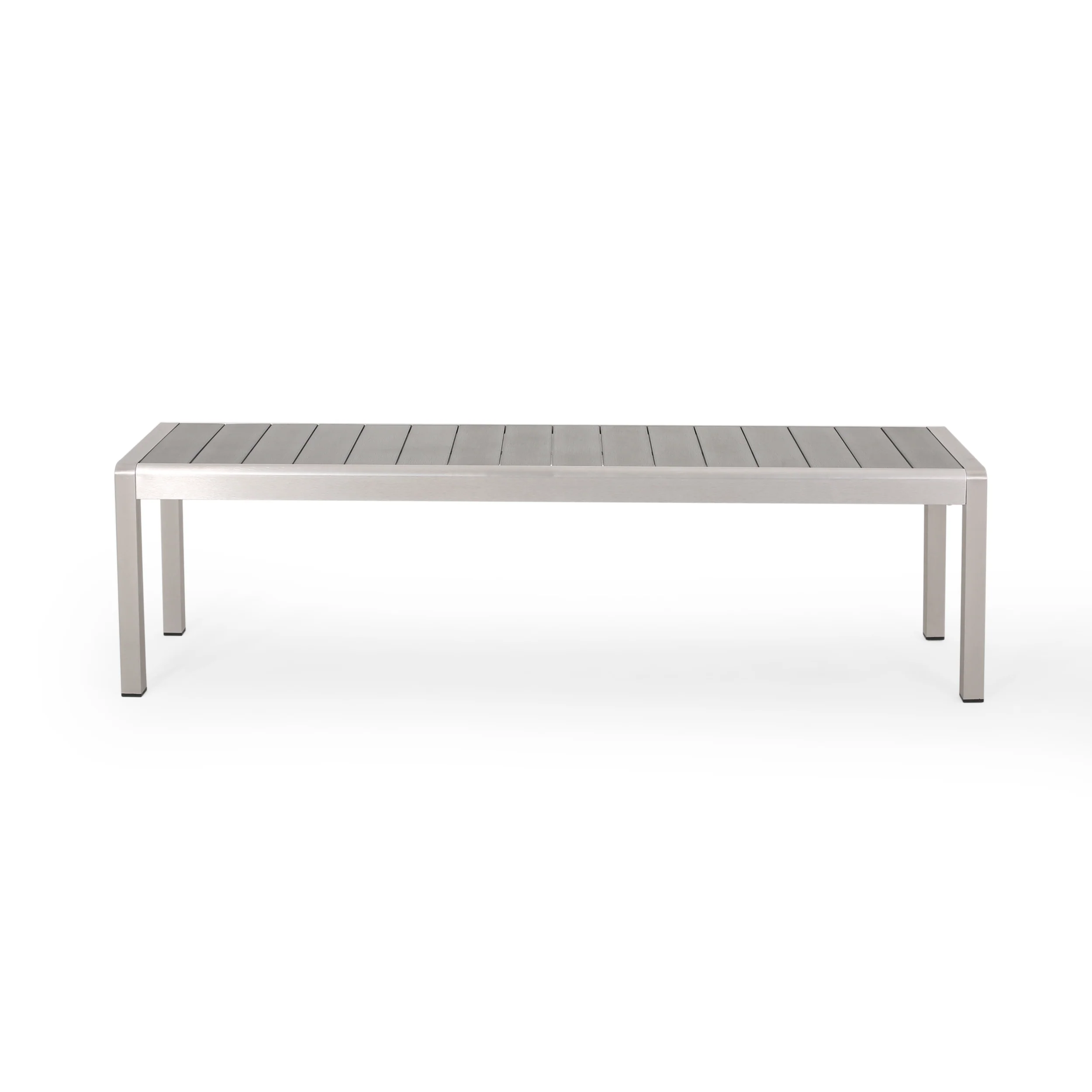 Cherie Outdoor Modern Aluminum Dining Bench with Faux Wood Seat - furnishings