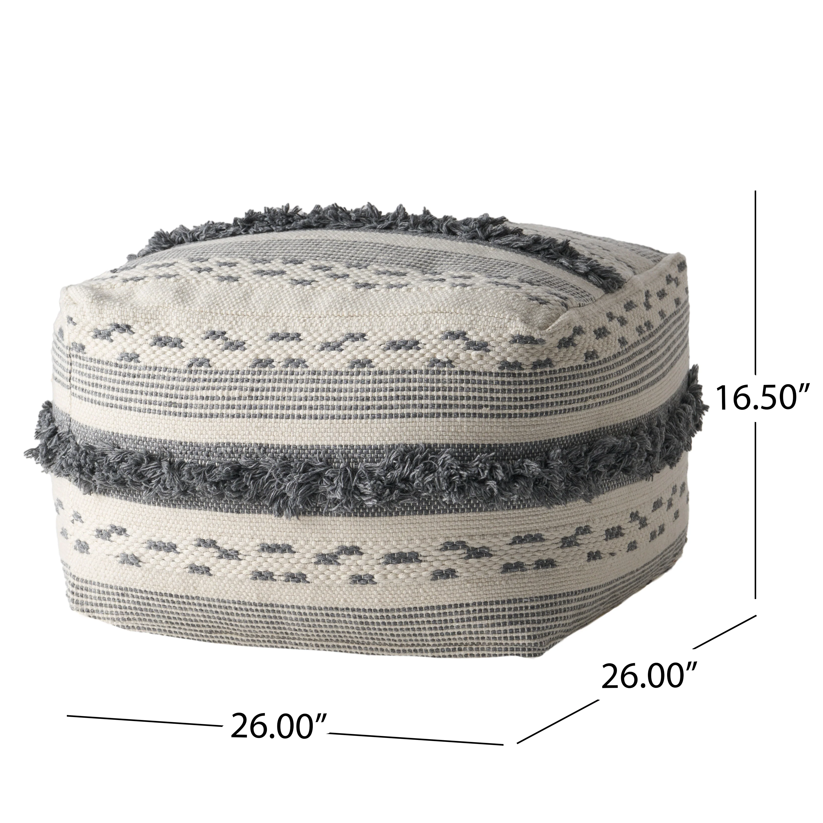 Evanora Contemporary Faux Yarn Pouf Ottoman - furnishings