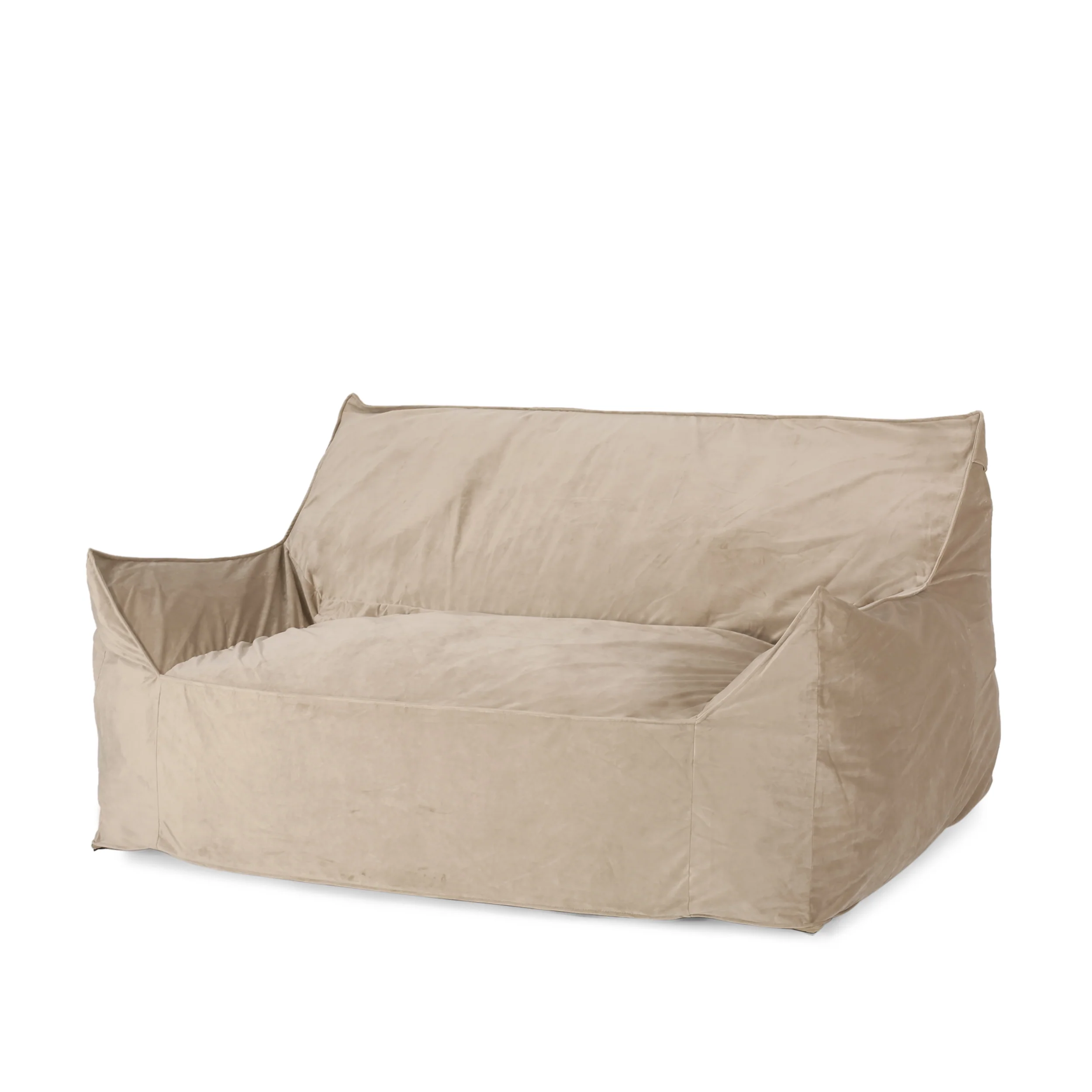 Calef Modern Velveteen 2 Seater Oversized Bean Bag Chair with Armrests - furnishings