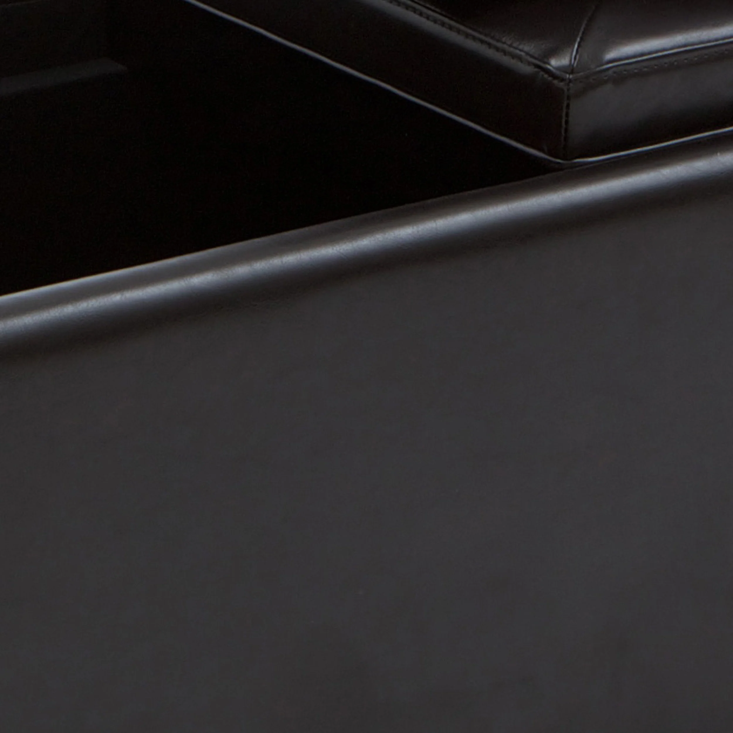 Contemporary Rectangular Storage Ottoman Leather 2-Tray-Top Coffee Table - furnishings