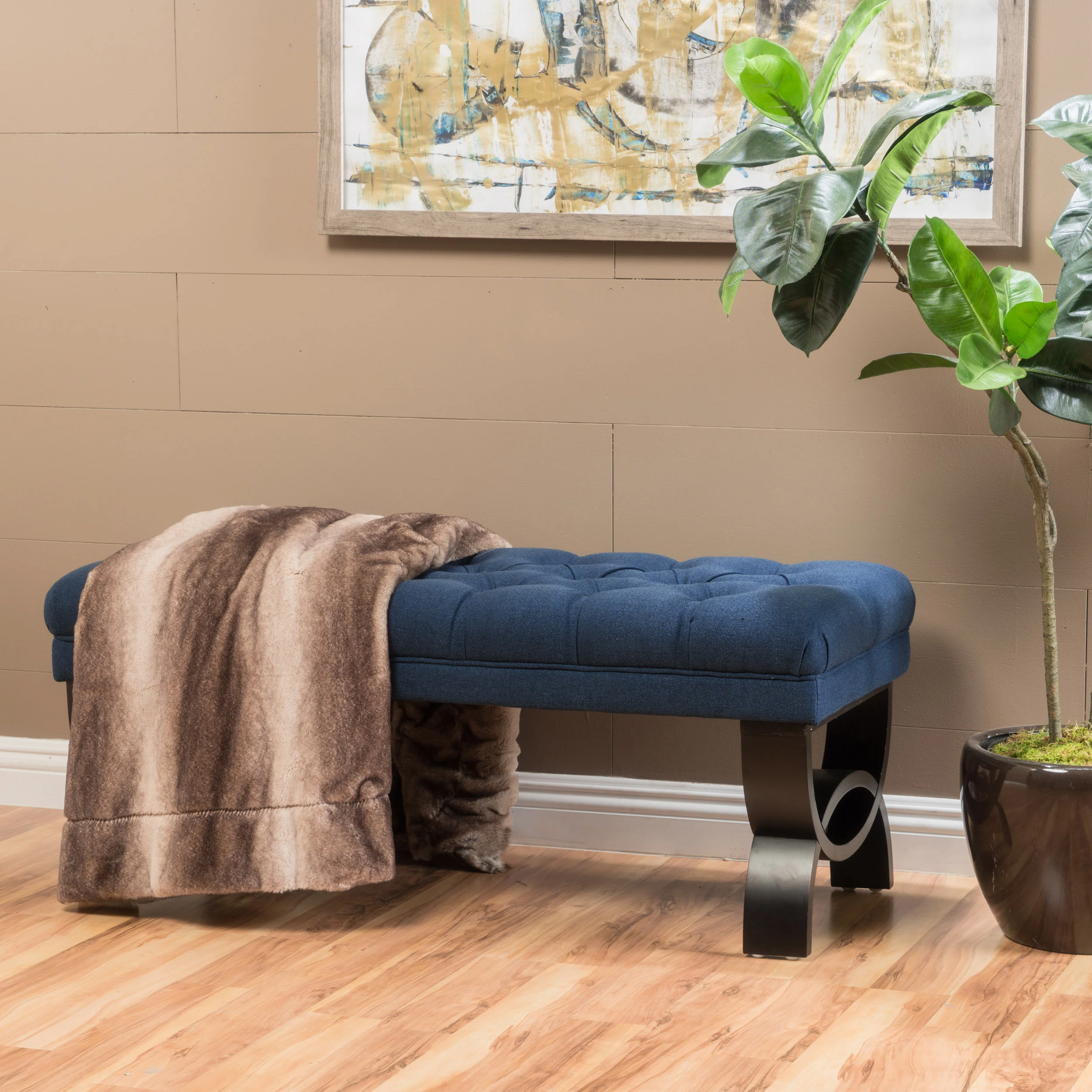Reddington Tufted Fabric Ottoman Bench - furnishings