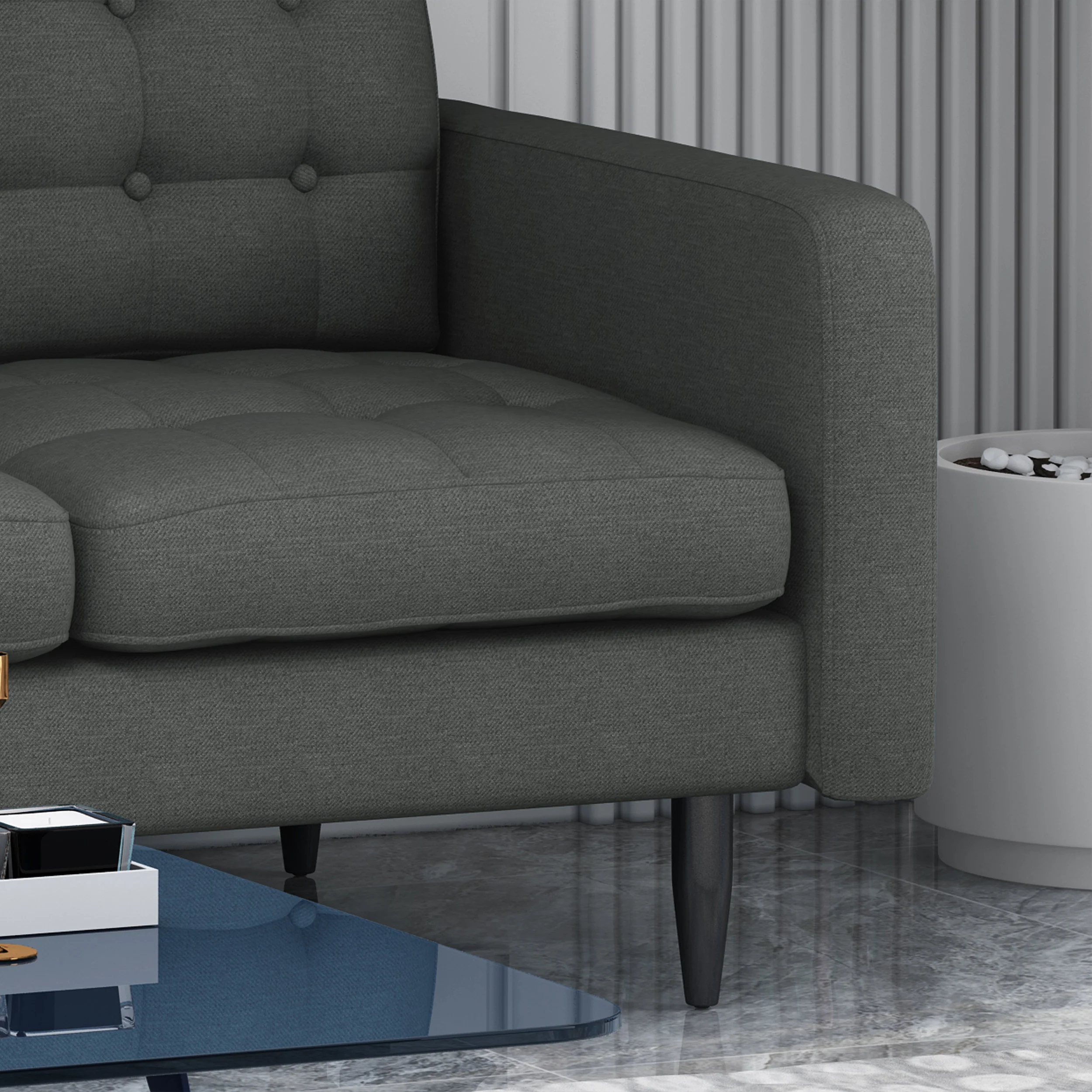 Ayumi Contemporary Tufted Fabric 3 Seater Sofa - furnishings