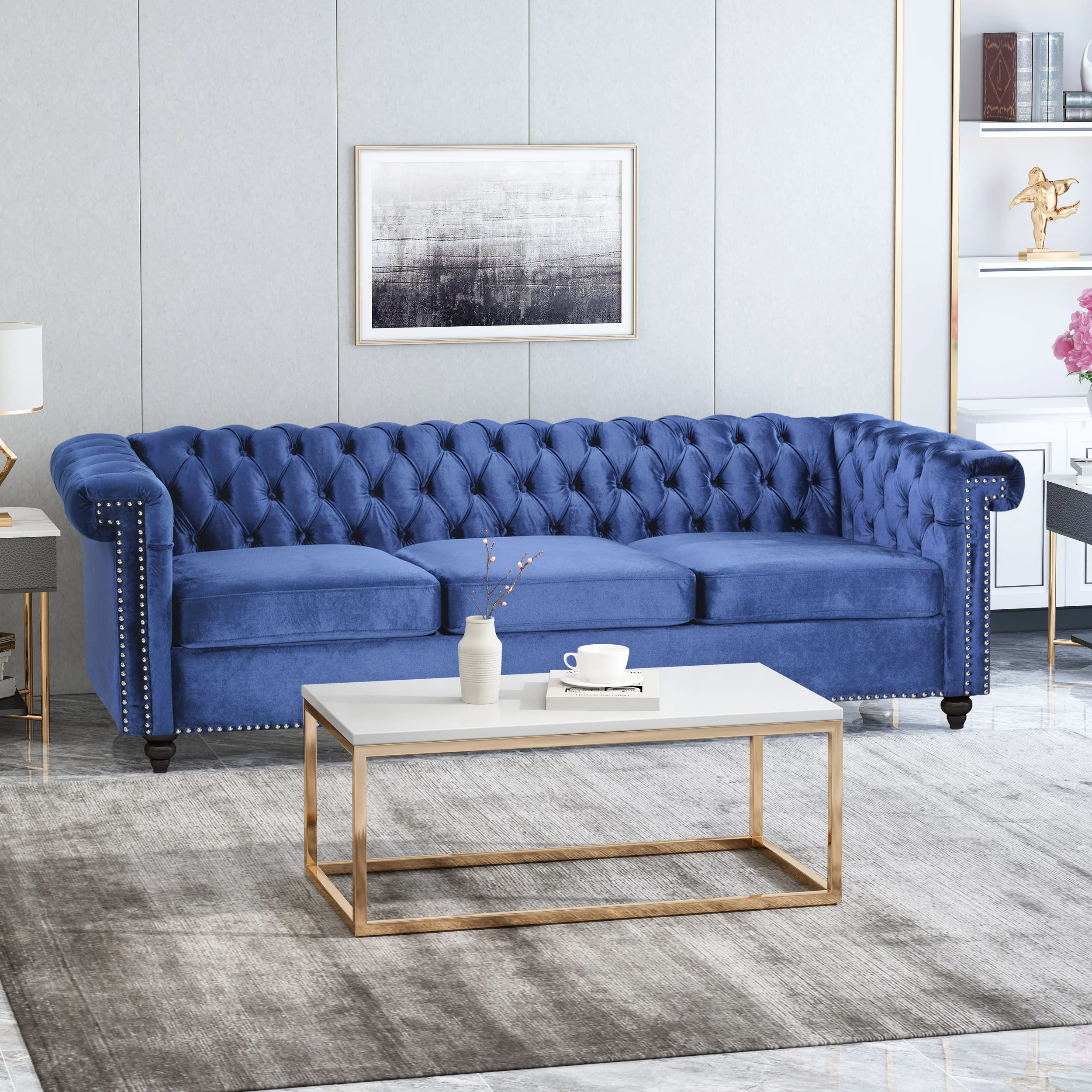 Zyiere Tufted Chesterfield 3 Seater Sofa - furnishings