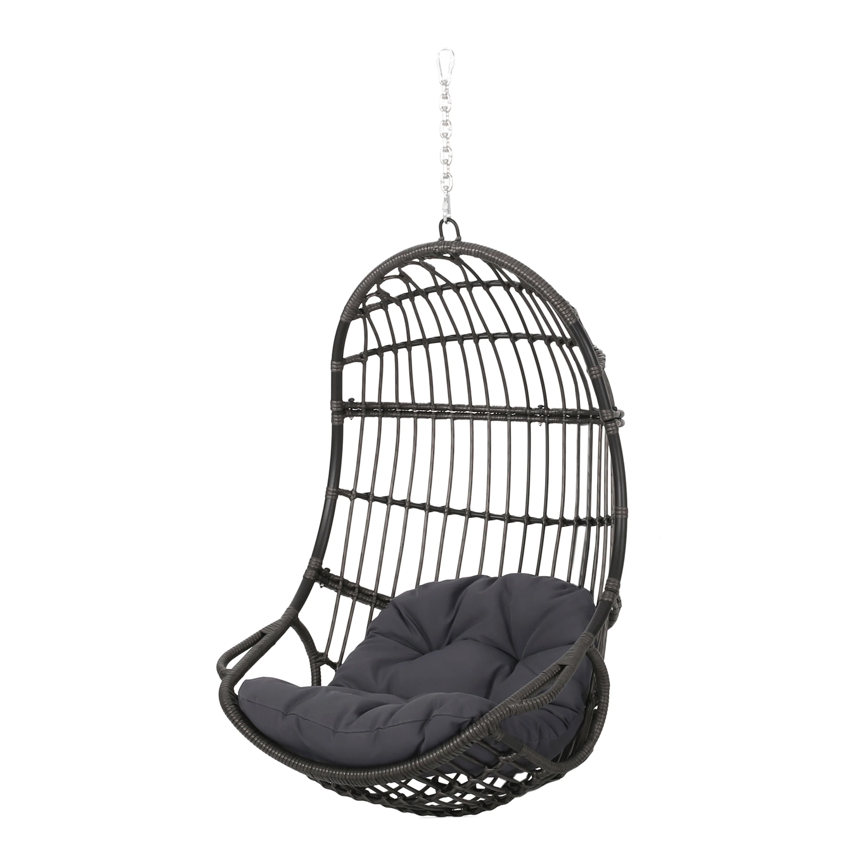 Perry Outdoor Wicker Hanging Basket Chair with Cushions - furnishings