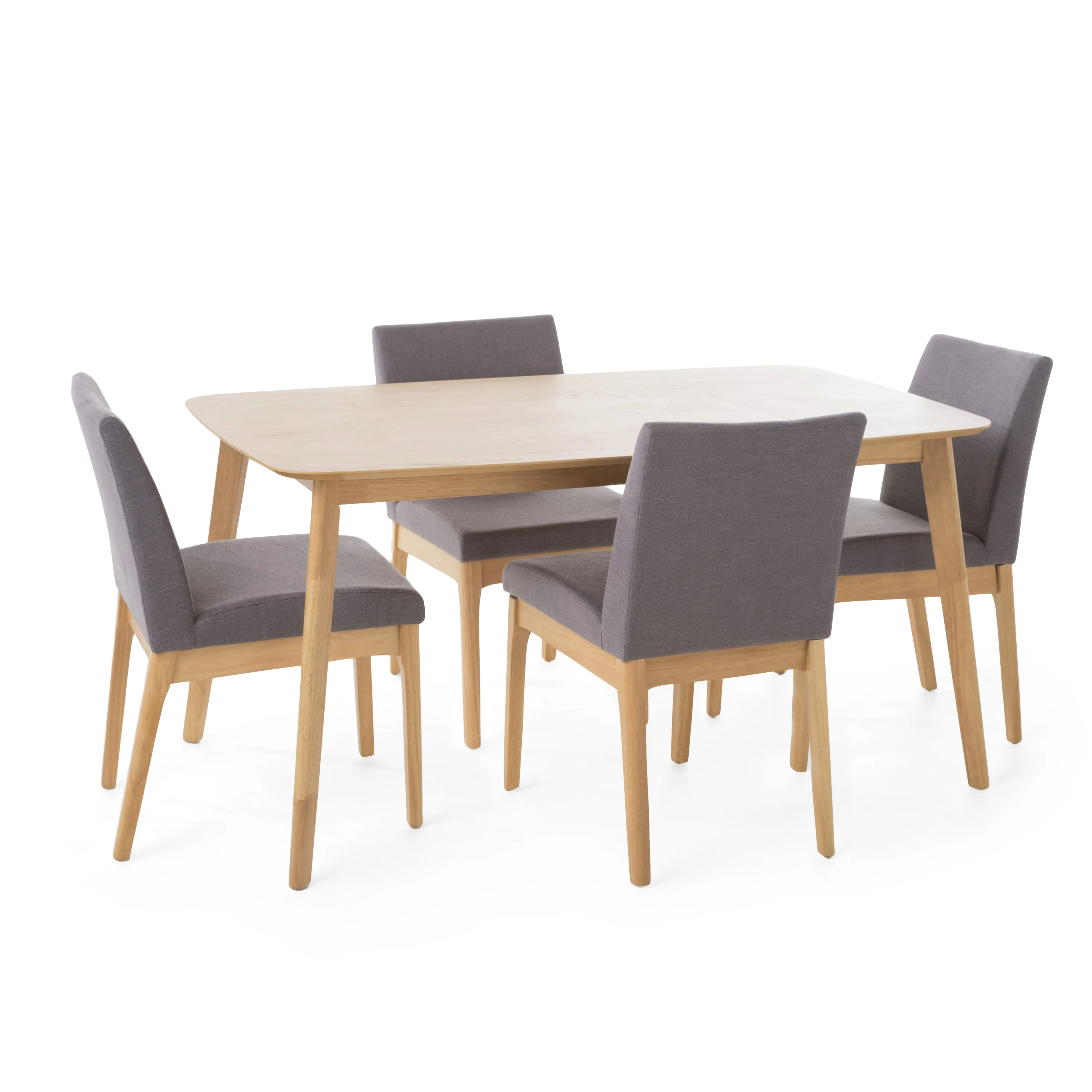 Katherine Mid Century Fabric & Wood Finish 5 Piece Dining Set - furnishings