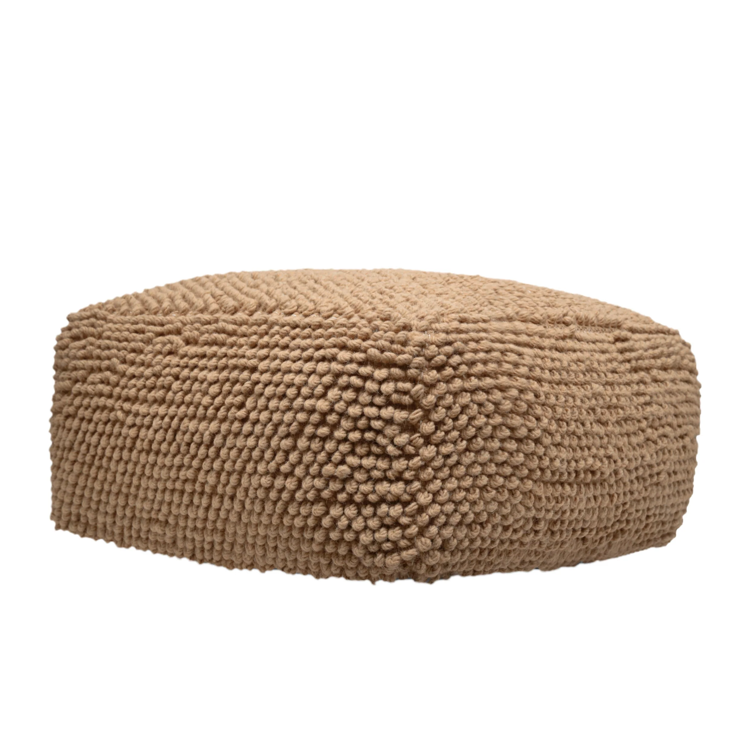 Wilsey Boho Handcrafted Tufted Fabric Square Pouf - furnishings