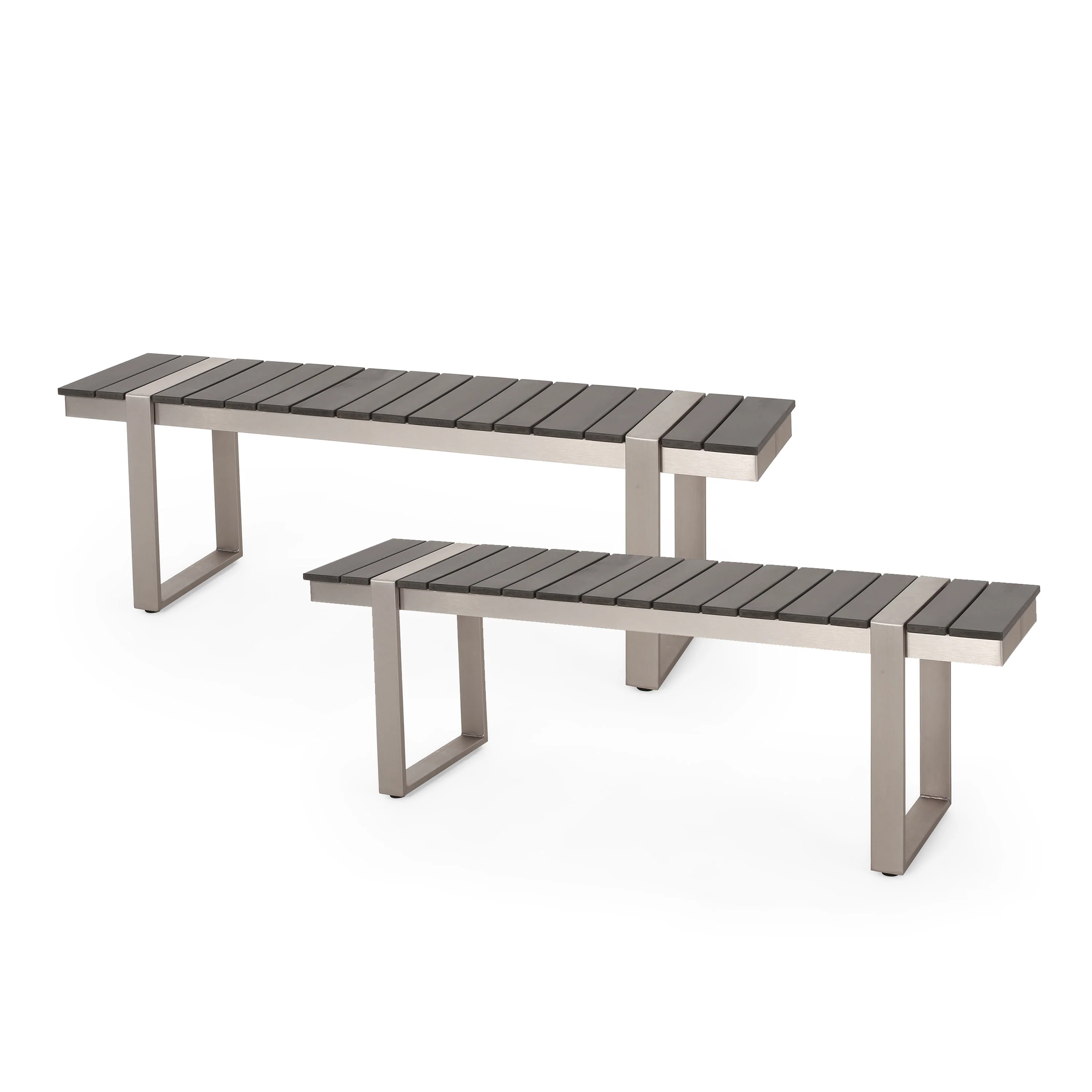 Mora Outdoor Faux Wood and Aluminum Dining Bench - furnishings