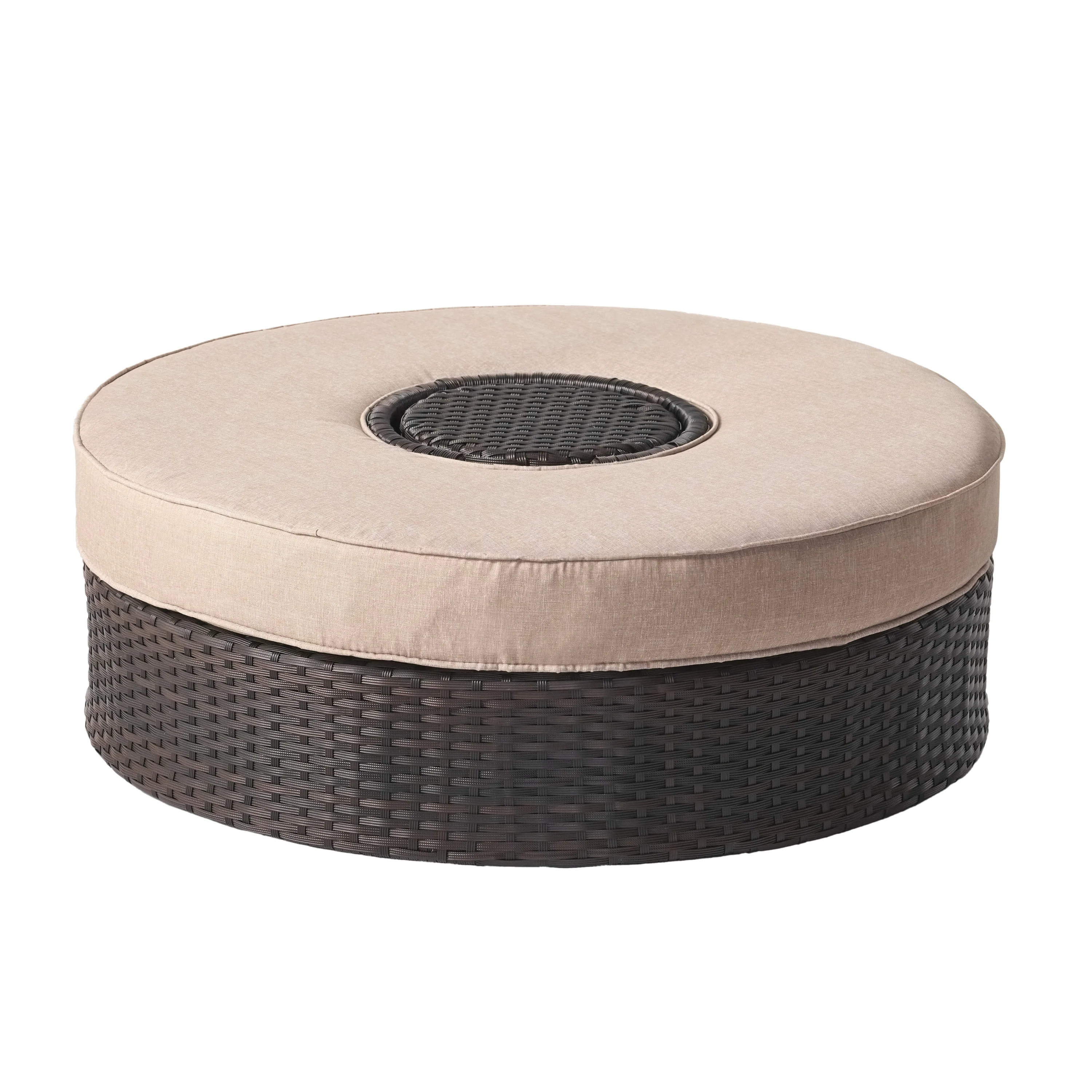 Boden Outdoor Wicker Ottoman with Ice Bucket - furnishings