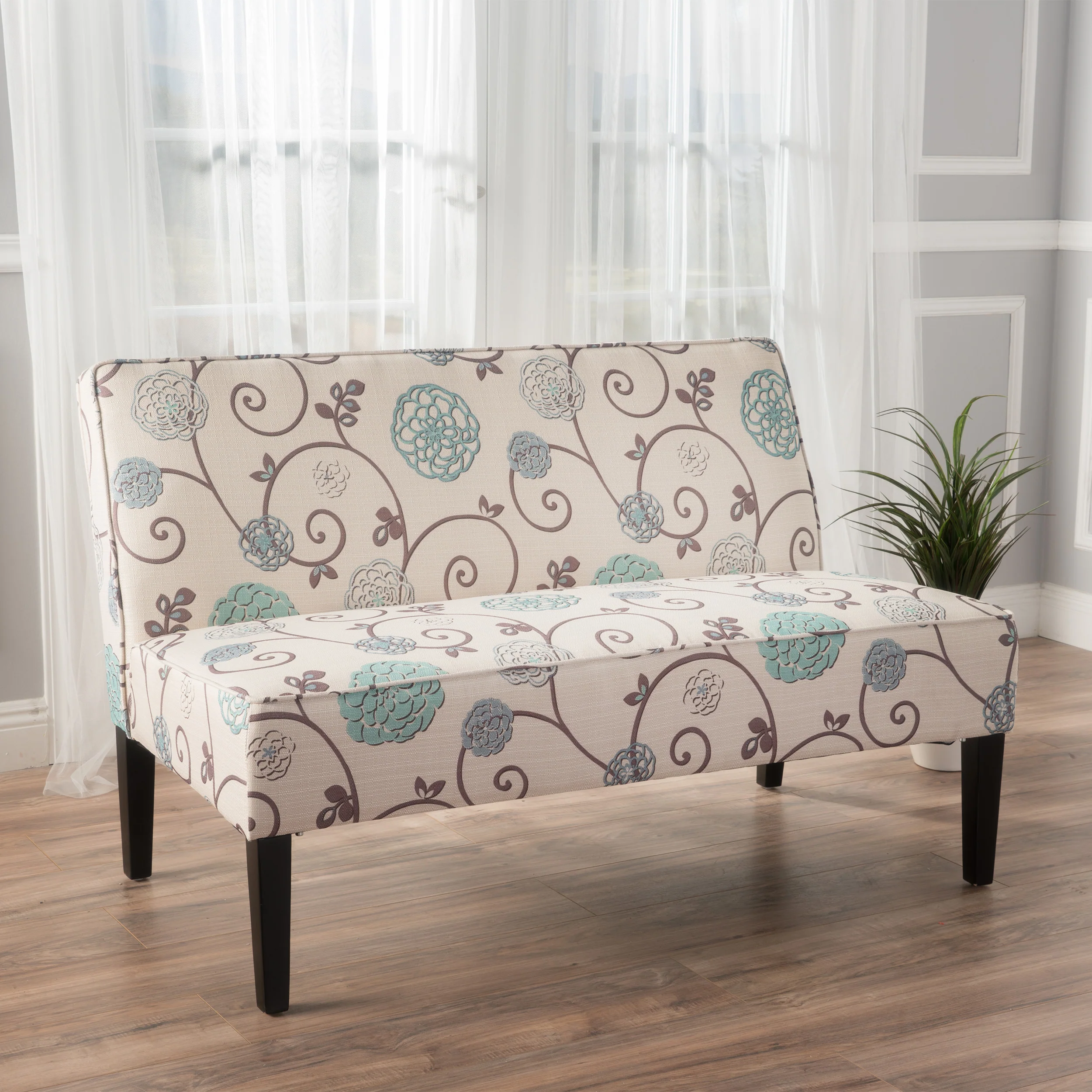 Charlotte Modern Simple Elegant Fabric Settee - furnishings