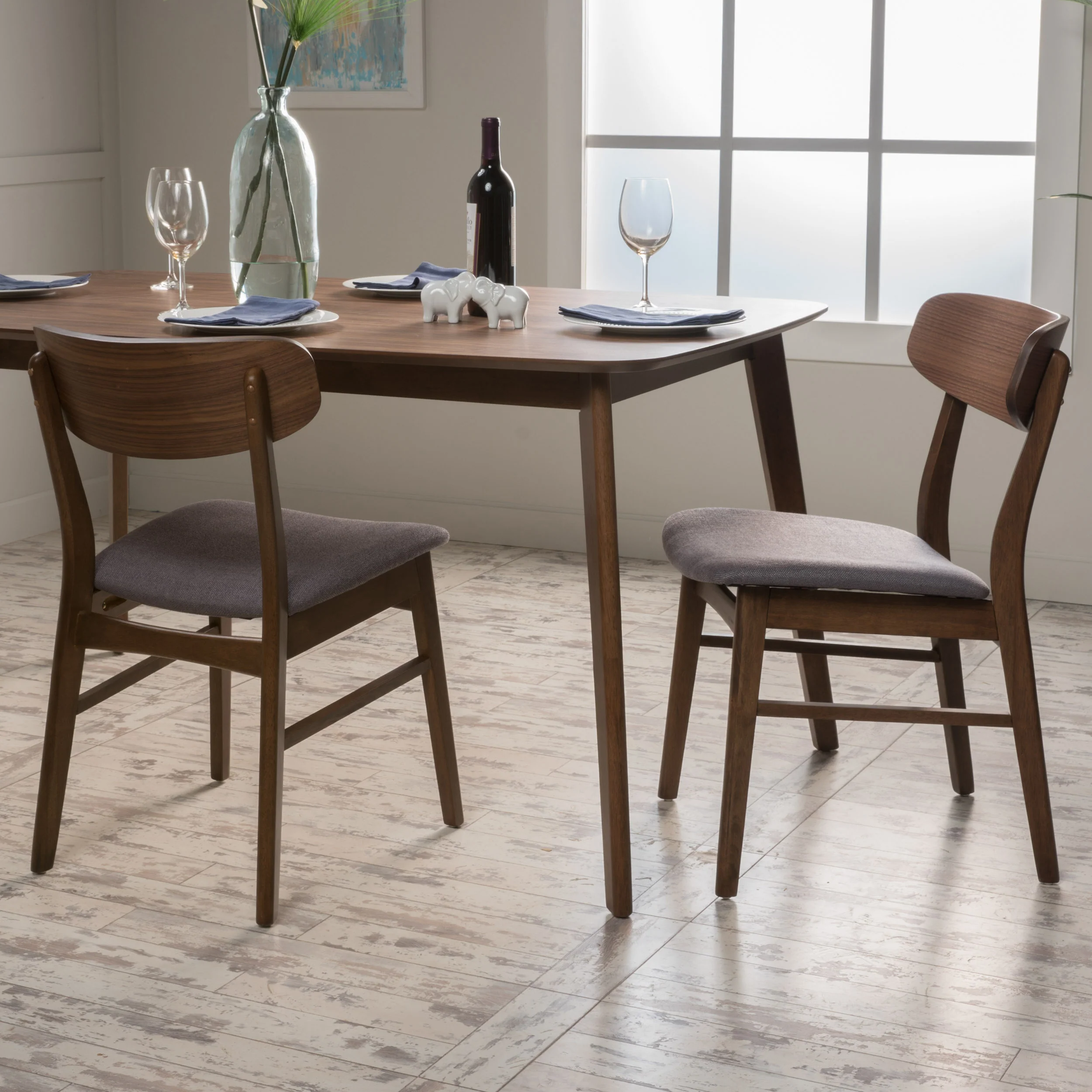 Lucille Fabric/ Wood Finish Dining Chair (Set of 2) - furnishings
