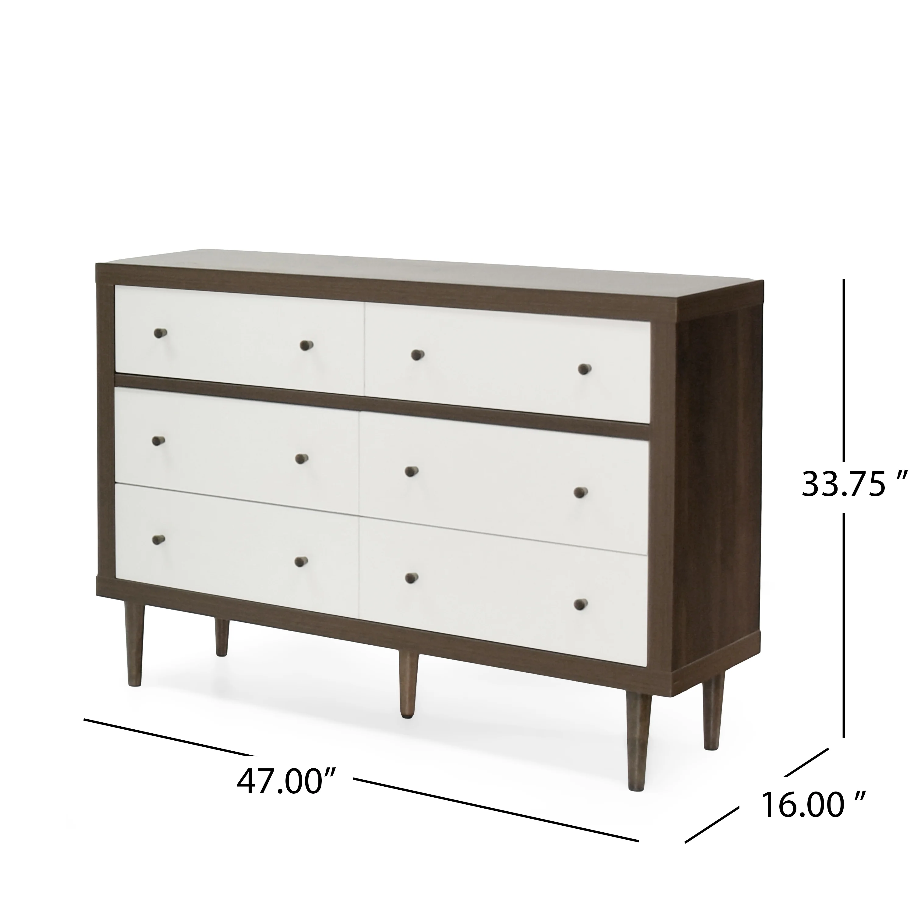 Farhart Mid Century Modern 6 Drawer Double Dresser - furnishings