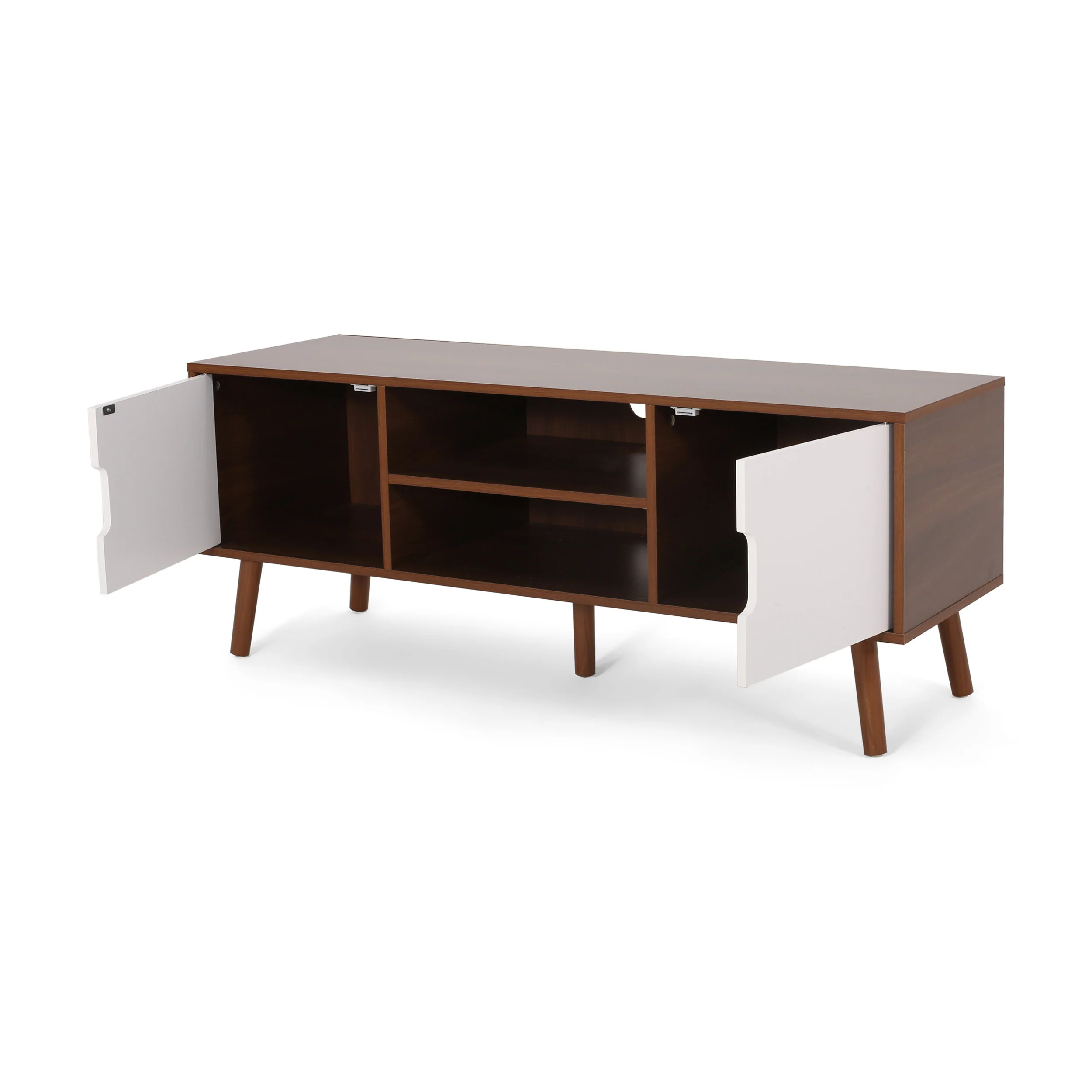 Aaditya Mid Century Modern 2 Cabinets & Shelves TV Stand - furnishings