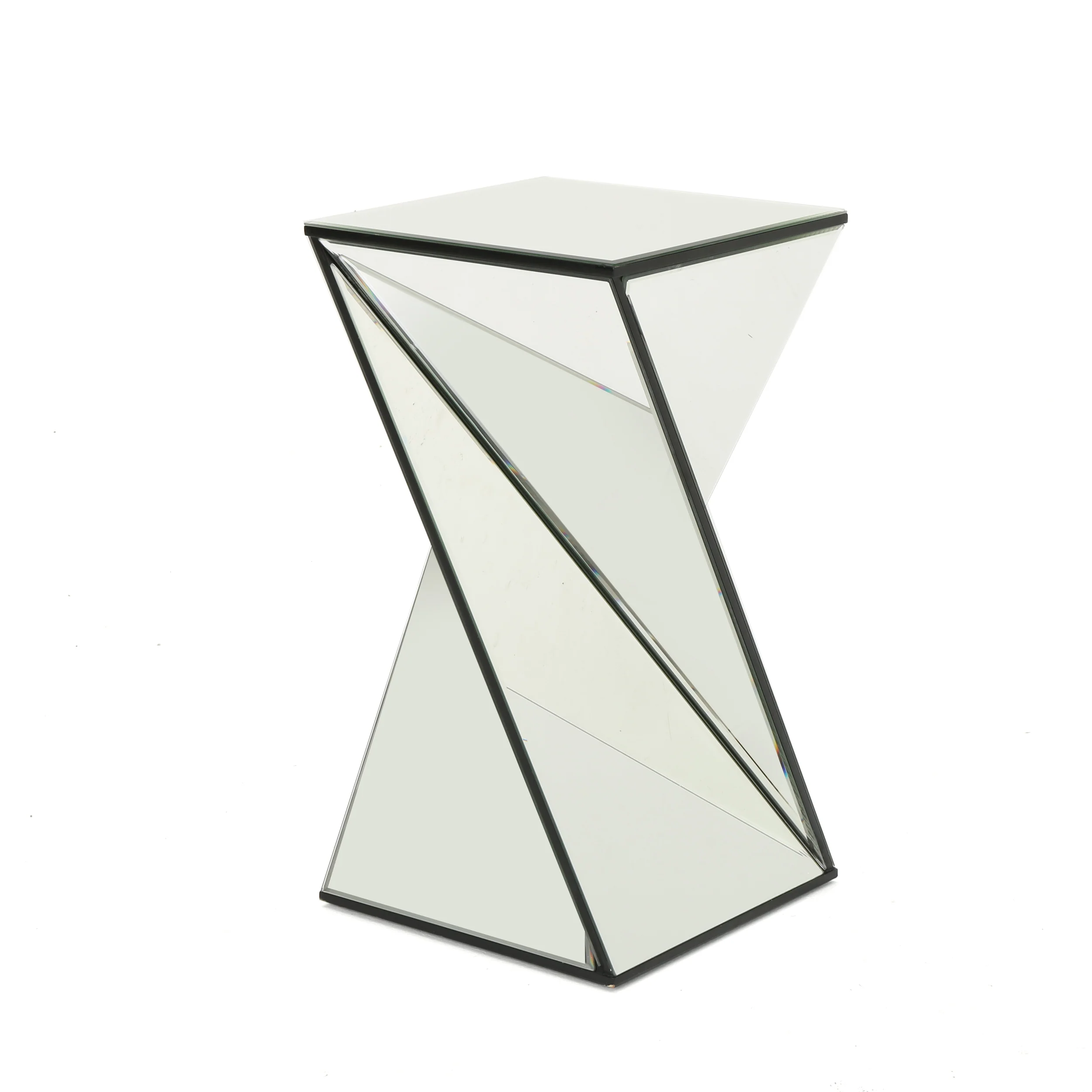 Amler Geometrical Mirrored Side Table - furnishings