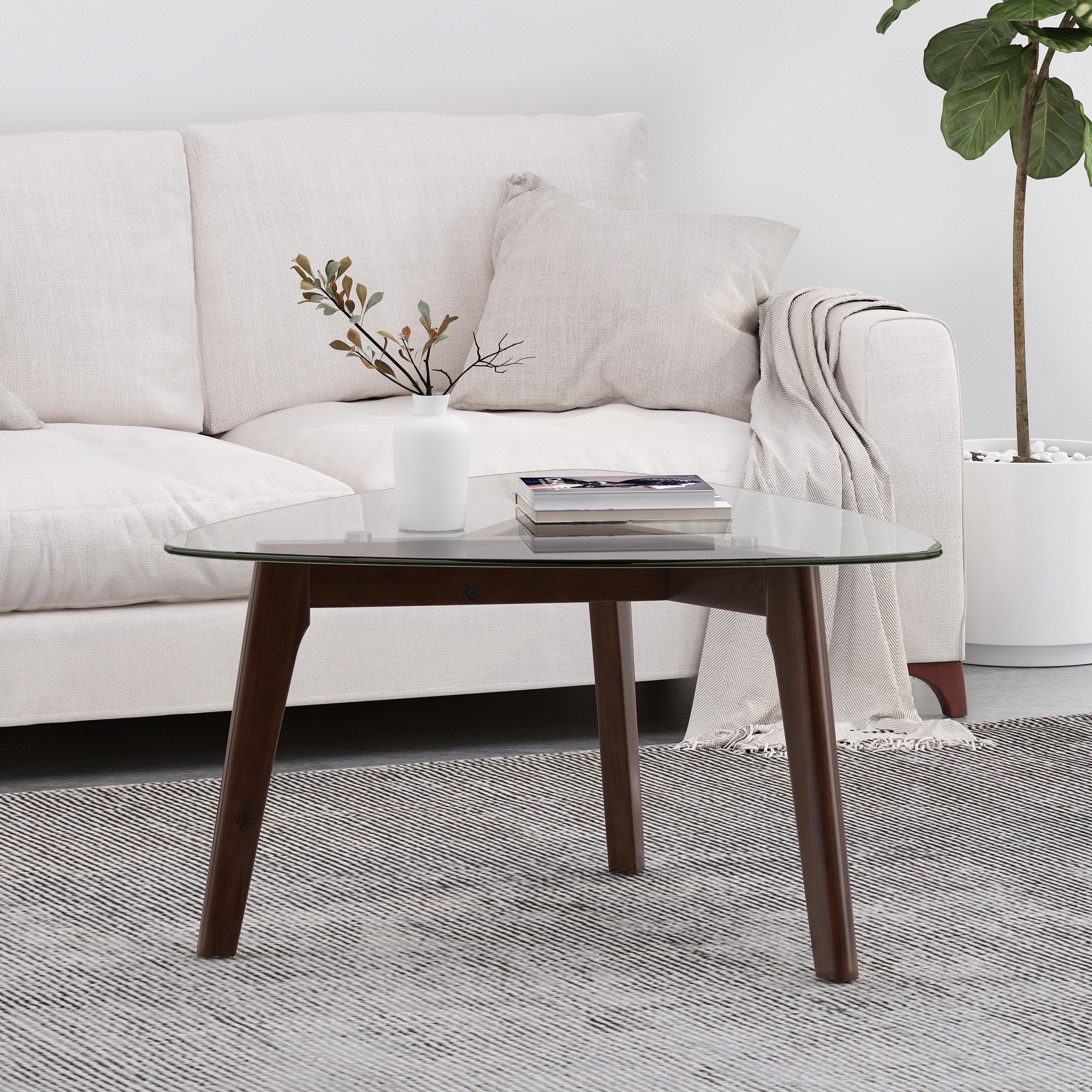 Mosier Mid-Century Modern Coffee Table with Glass Top - furnishings