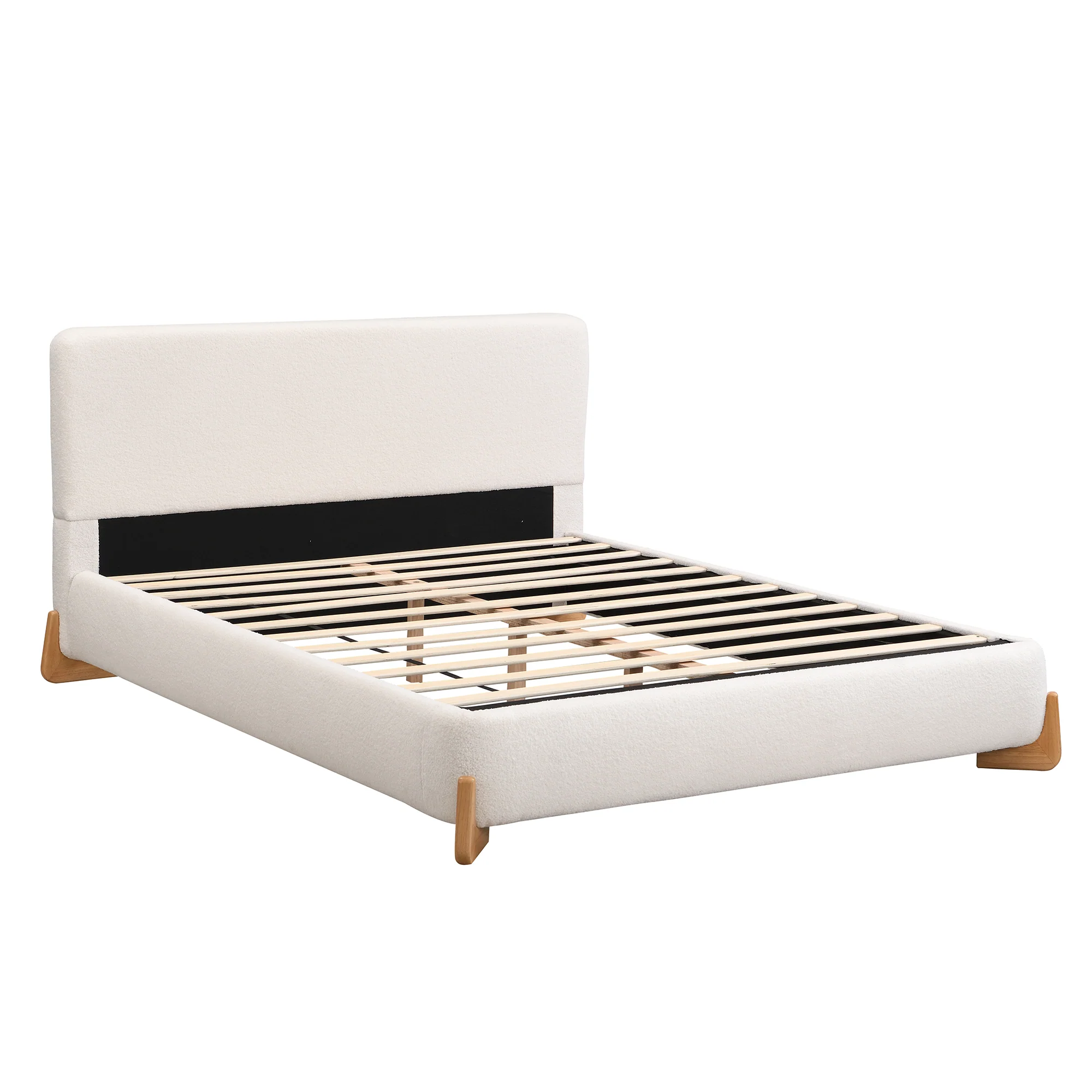 Eryndor Modern Upholstered Boucle Platform Bed with Headboard, Wood - furnishings