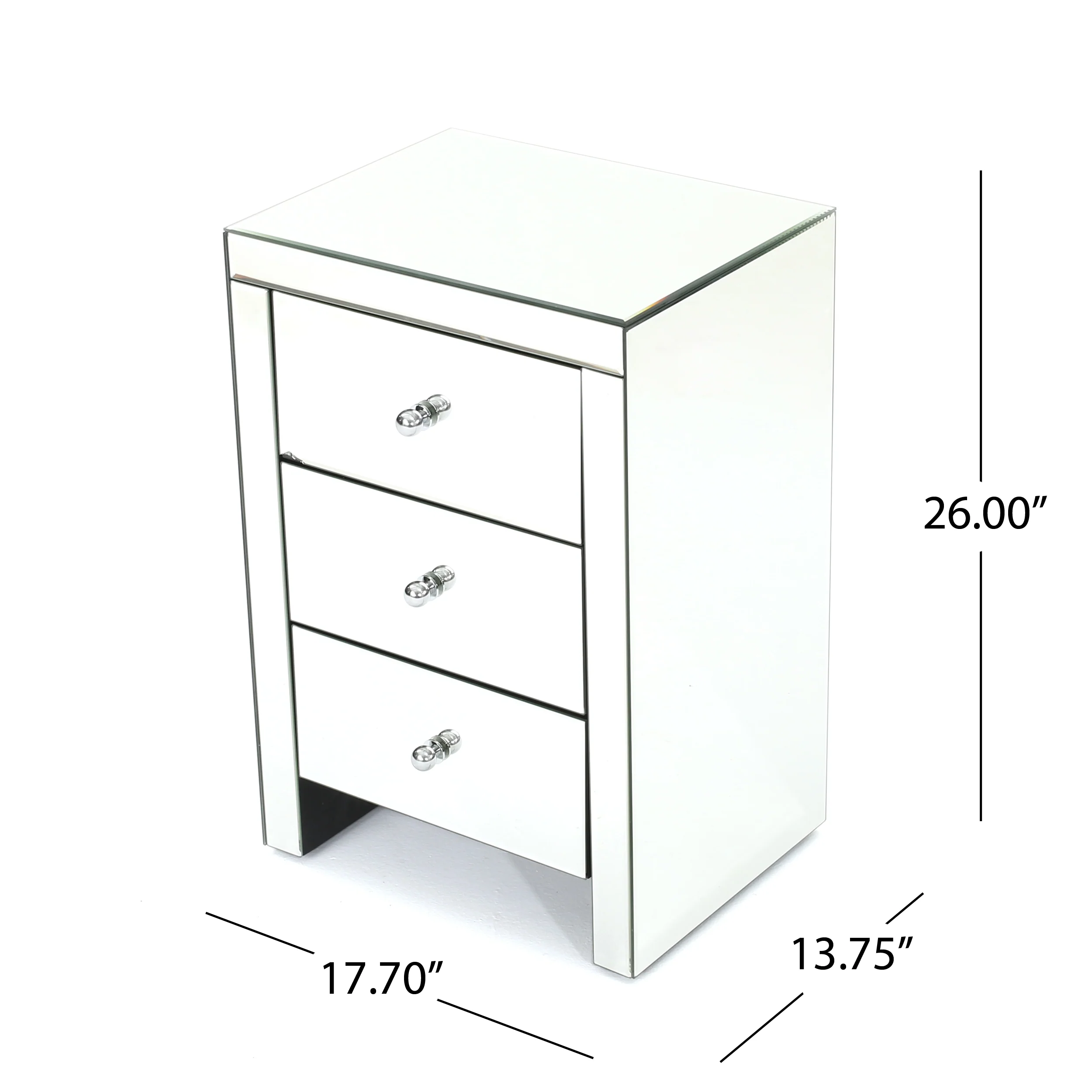 Fiona Classic Mirror Finished 3 Drawer Side Table - furnishings