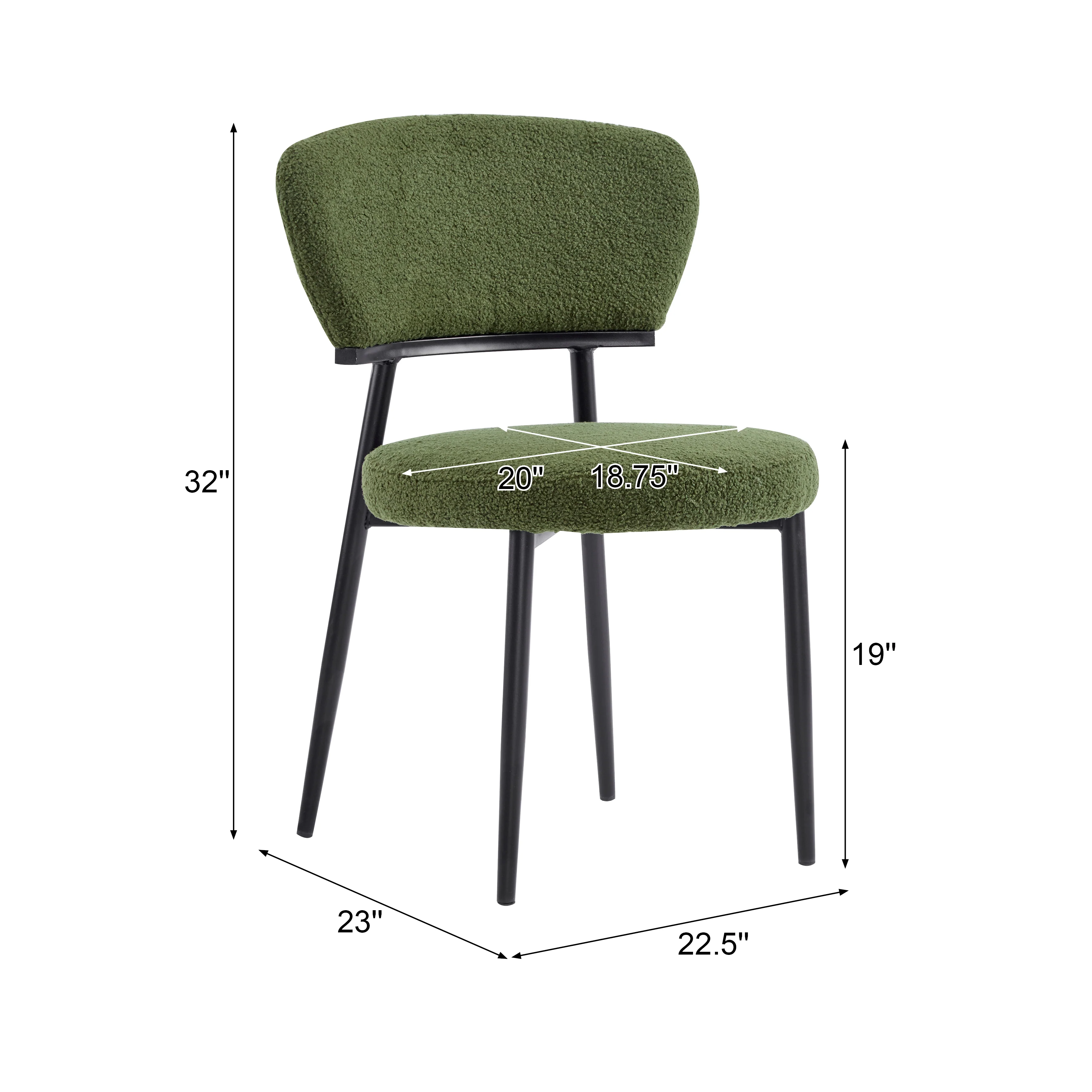 Leandera Modern Upholstered Dining Chairs, Metal Frame, Set of 2 - furnishings