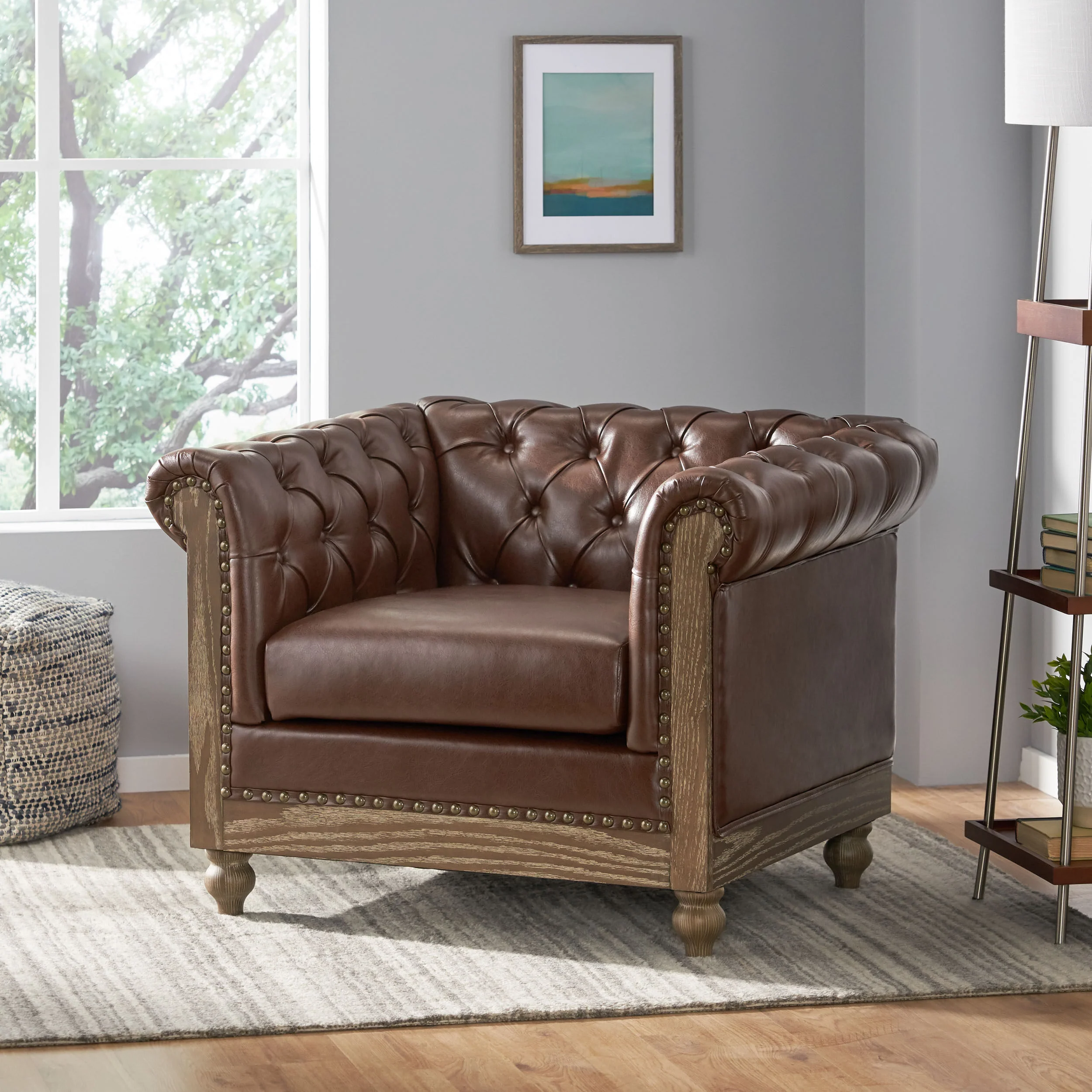 Batavia Chesterfield Tufted Club Chair with Nailhead Trim - furnishings