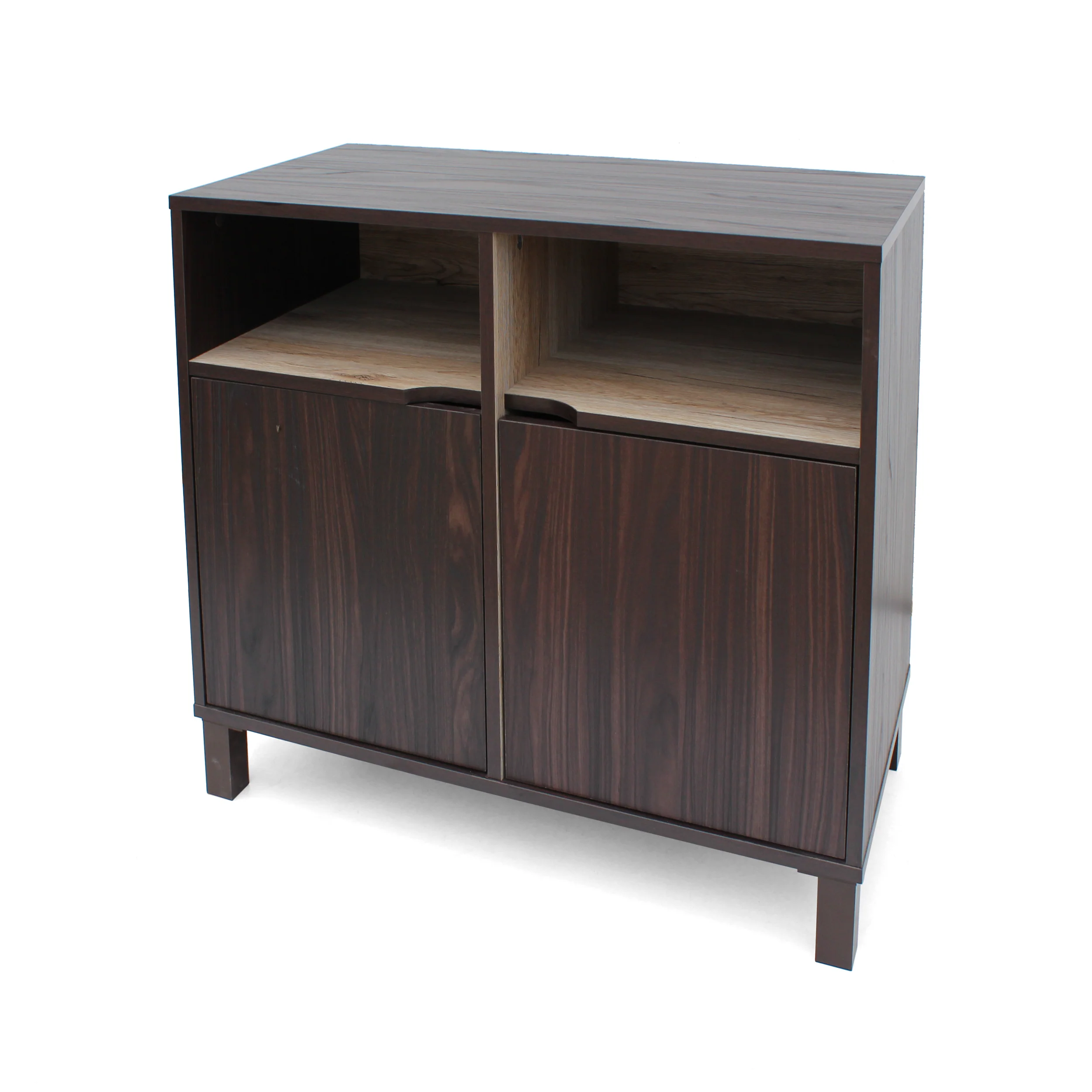 Provence 2-Shelf Walnut Finished Faux Wood Cabinet with Oak Interior - furnishings
