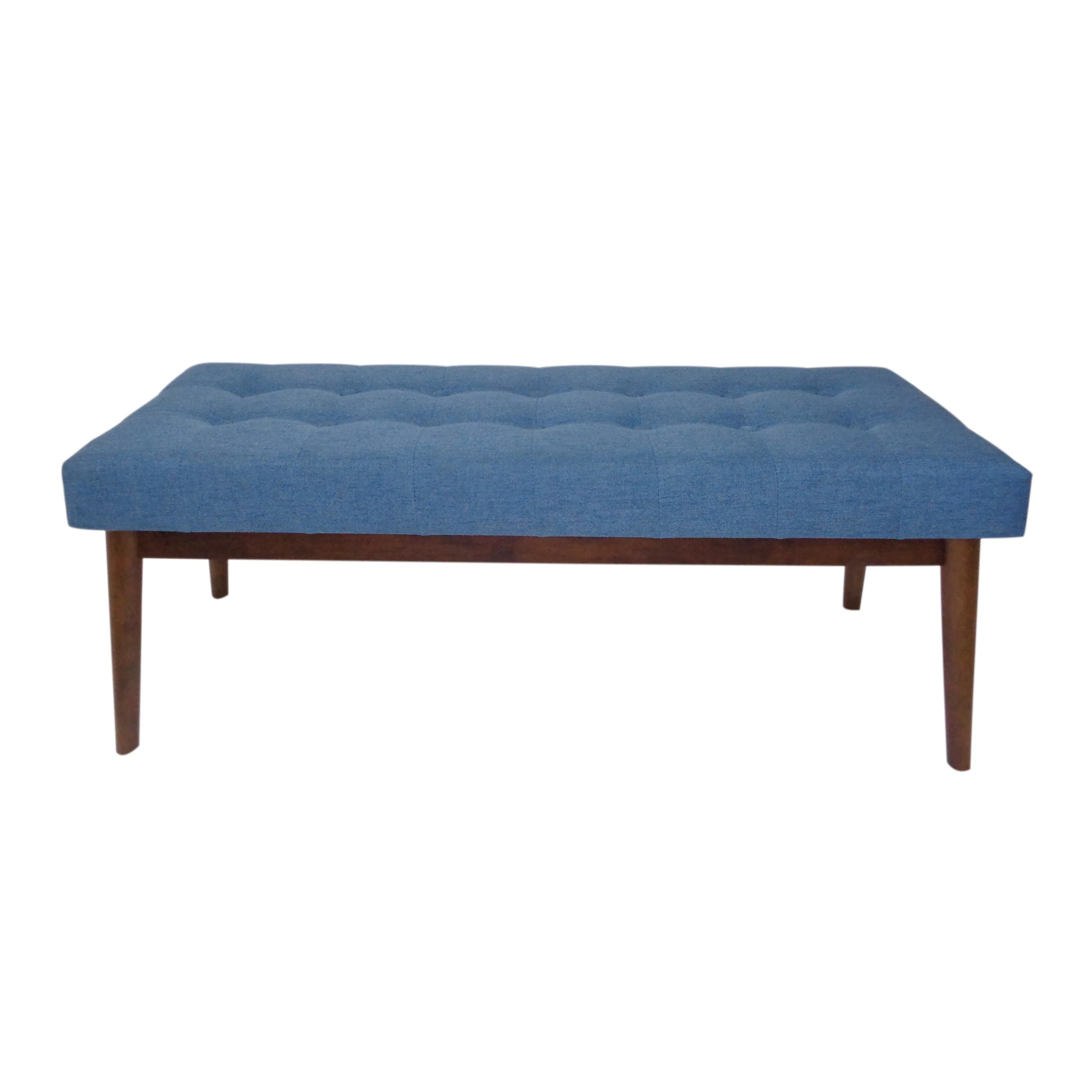 Flora Mid-Century Button Tufted Fabric Ottoman Bench with Tapered Legs - furnishings