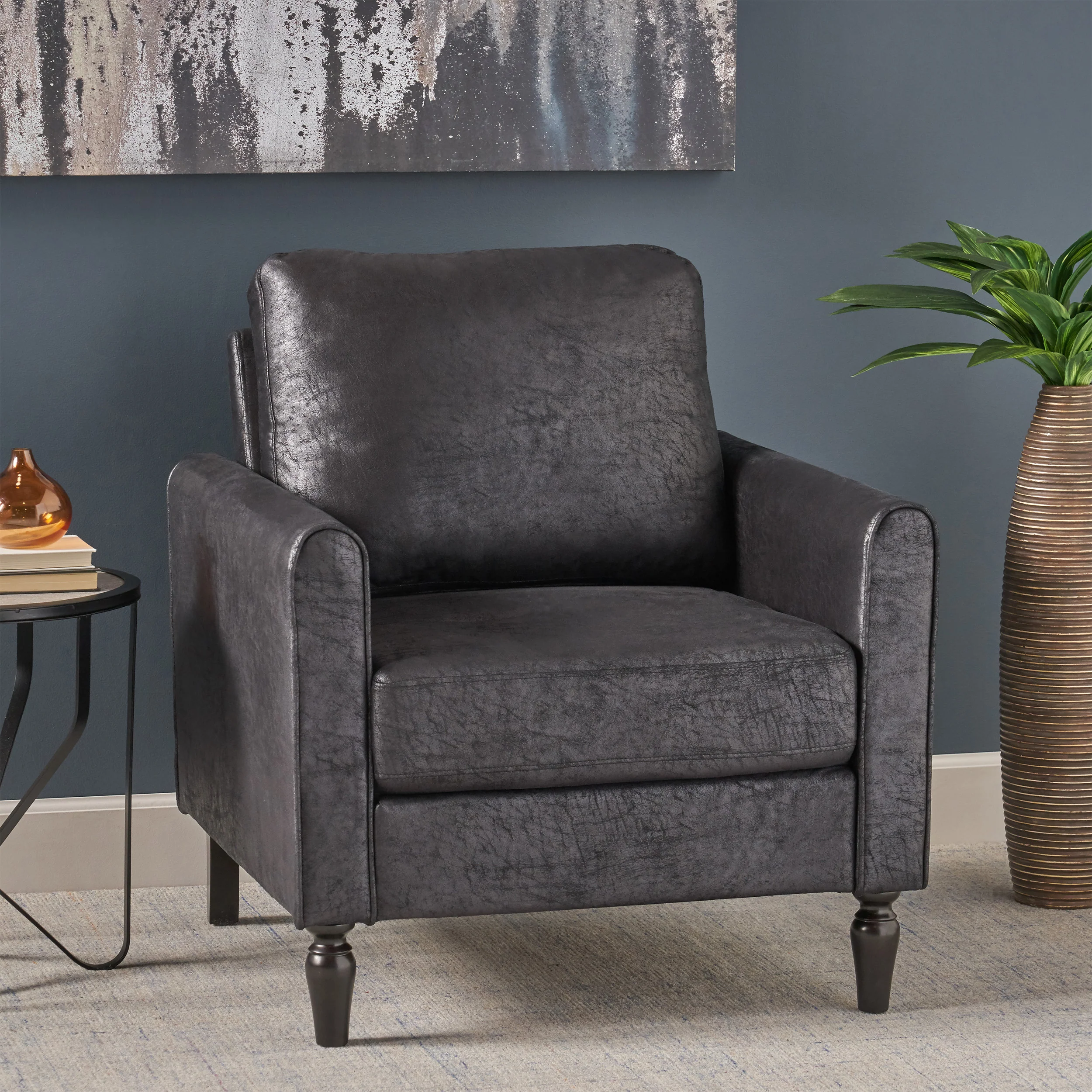 Xyan Contemporary Club Chair with Plush Microfiber Cushions - furnishings