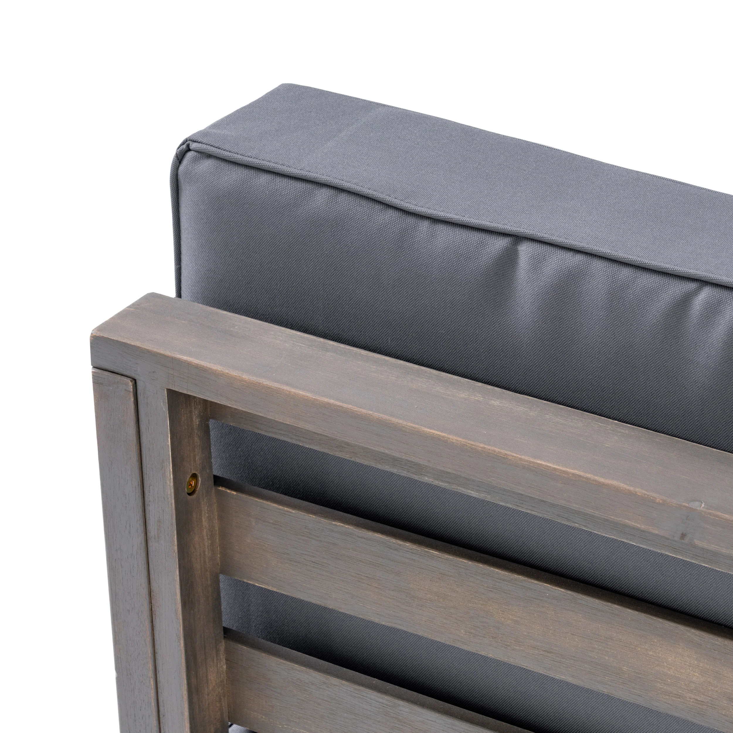 Kendry Outdoor Modern 8 Seater Acacia Wood Sectional Sofa Set with Fire Pit and Tank Holder - furnishings