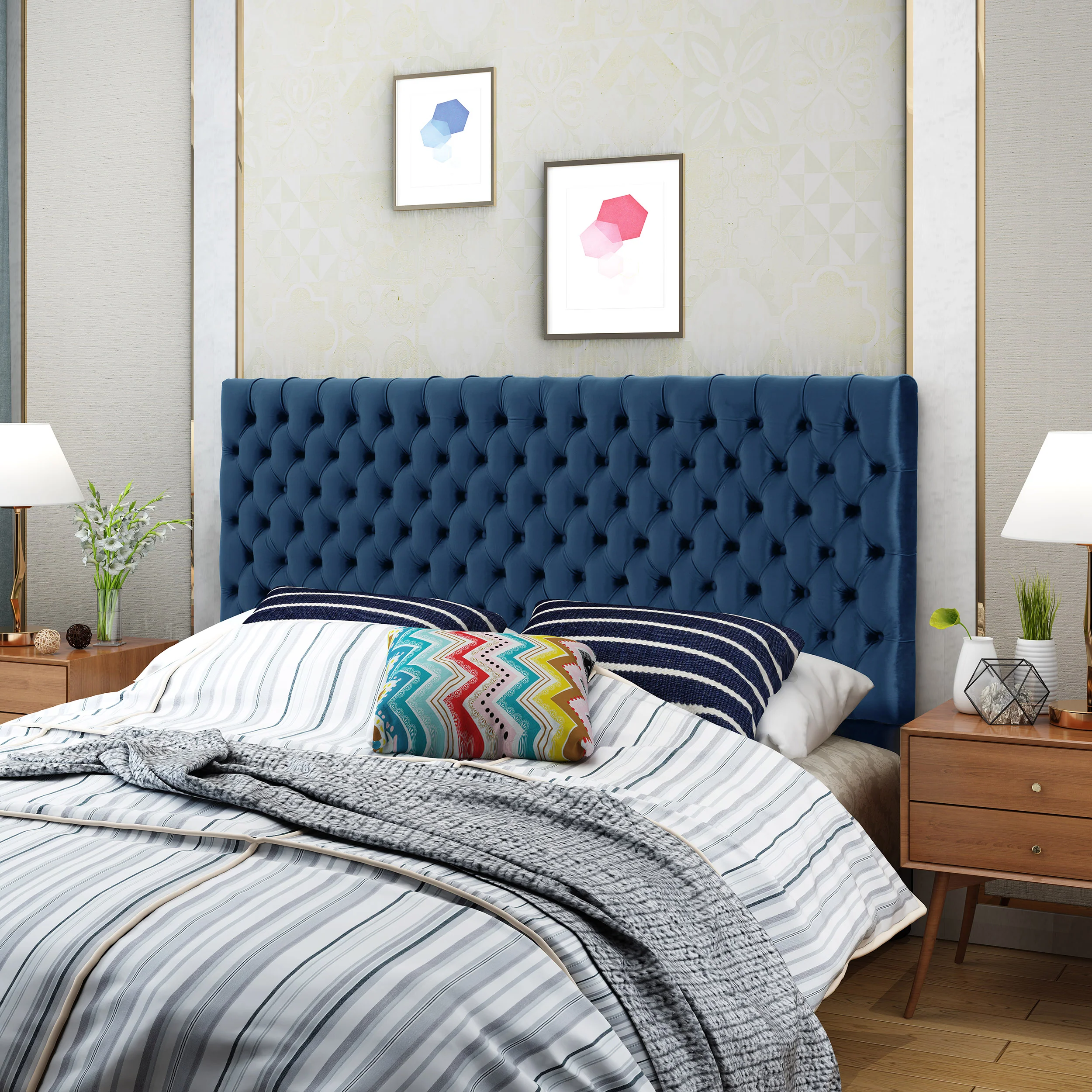 Jezebel Tufted King/ Cal King New Velvet Headboard - furnishings