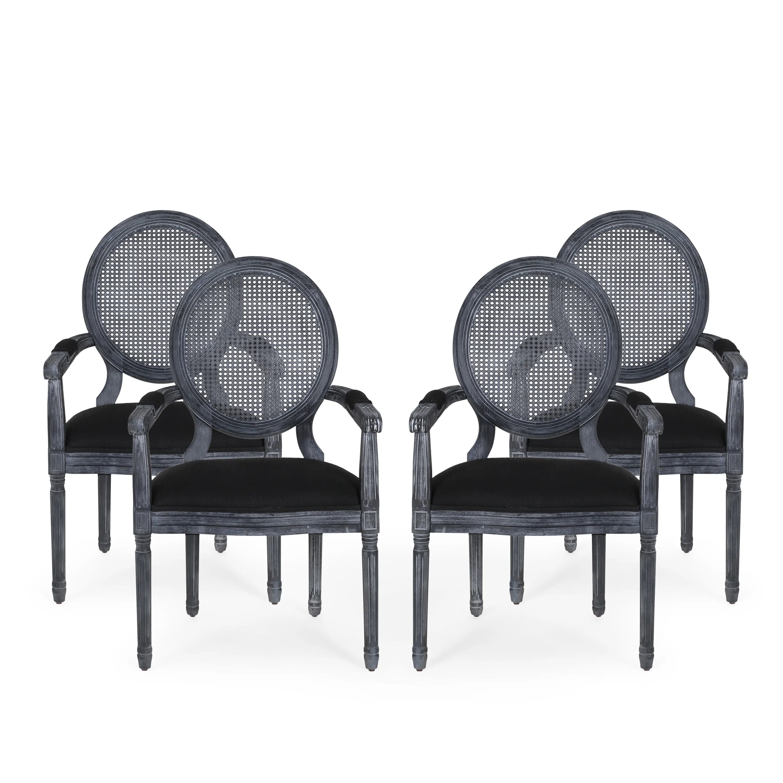 Aisenbrey French Country Wood and Cane Upholstered Dining Chair - furnishings