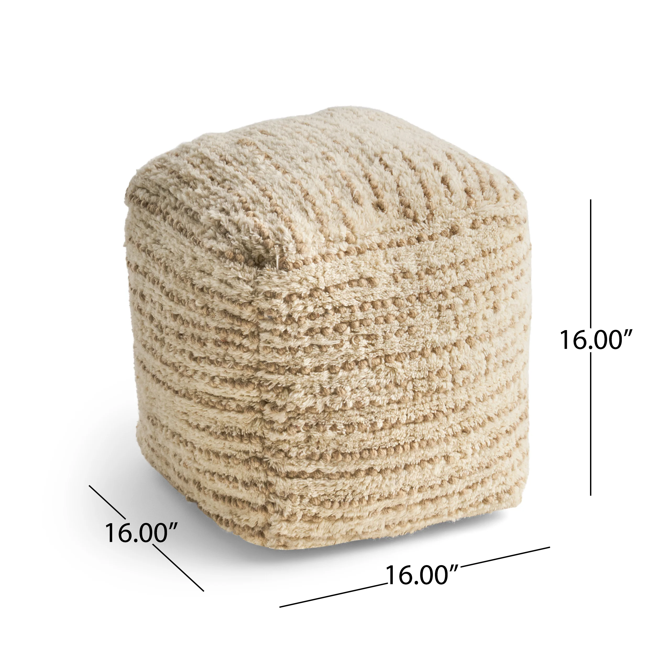 Ewelina Boho Wool and Cotton Ottoman Pouf - furnishings