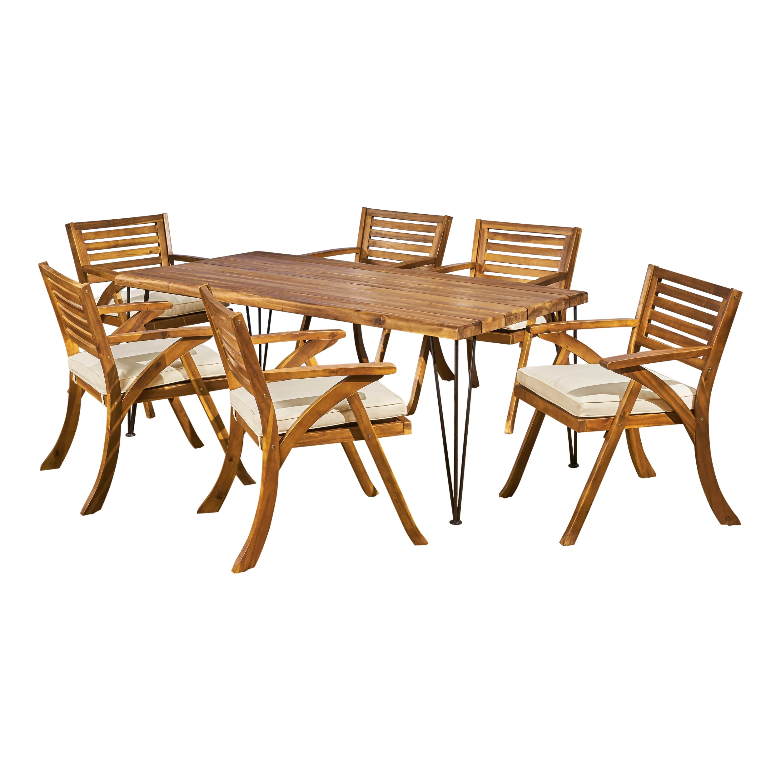 Lane Farmhouse Outdoor Patio Hairpin Legs Dining Set - furnishings