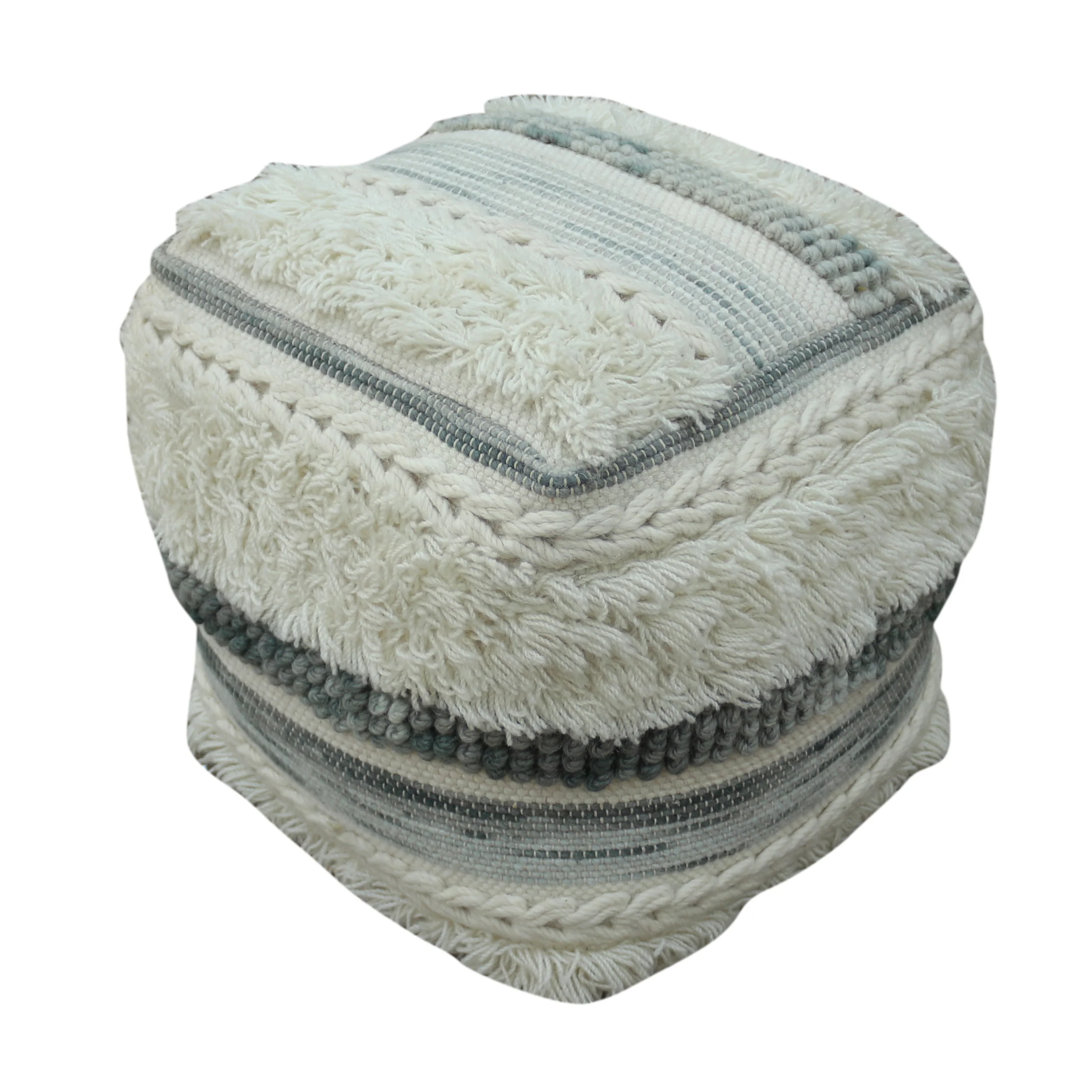 Curry Handcrafted Boho Fabric Pouf - furnishings
