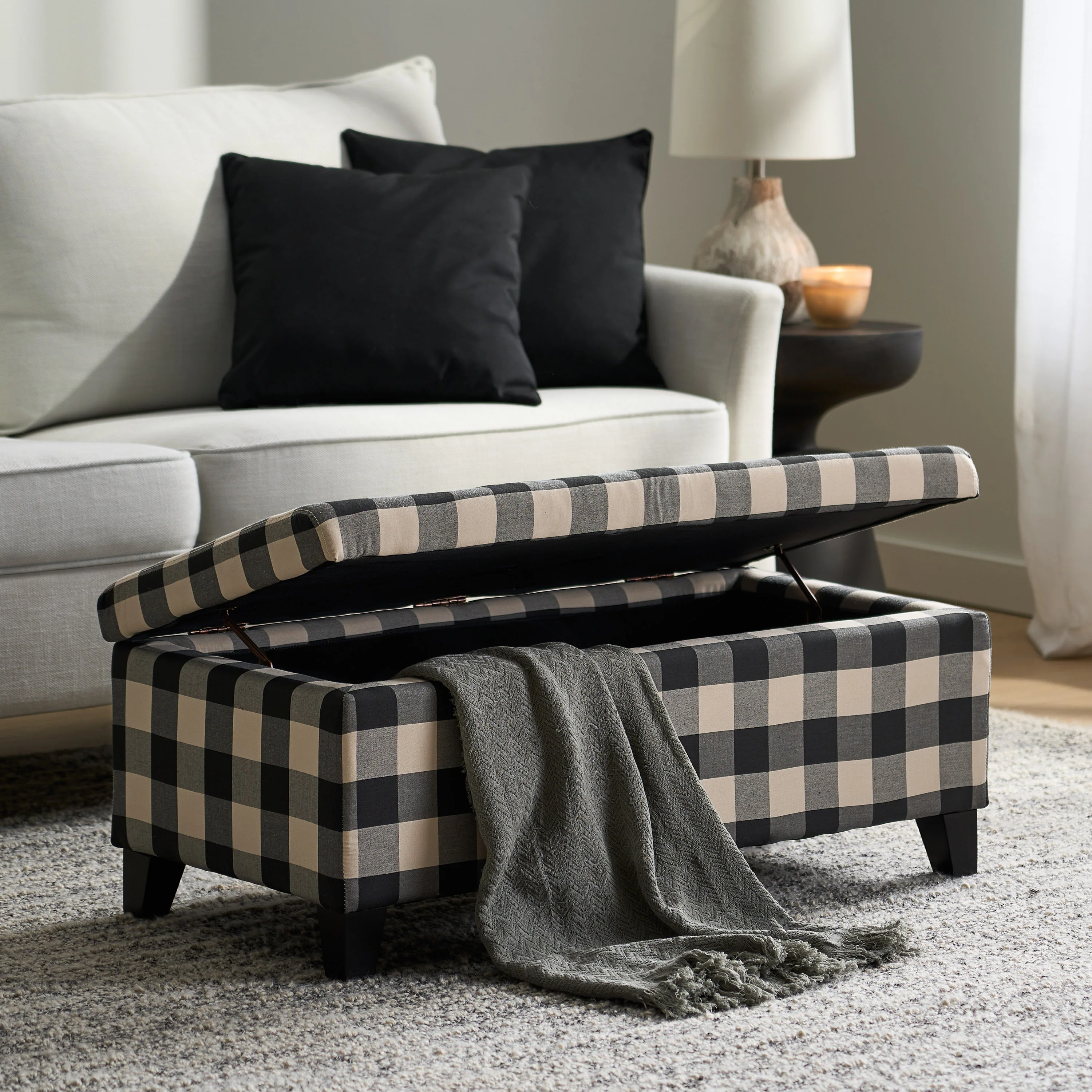 Brianna Rectangle Fabric Storage Ottoman Bench - furnishings