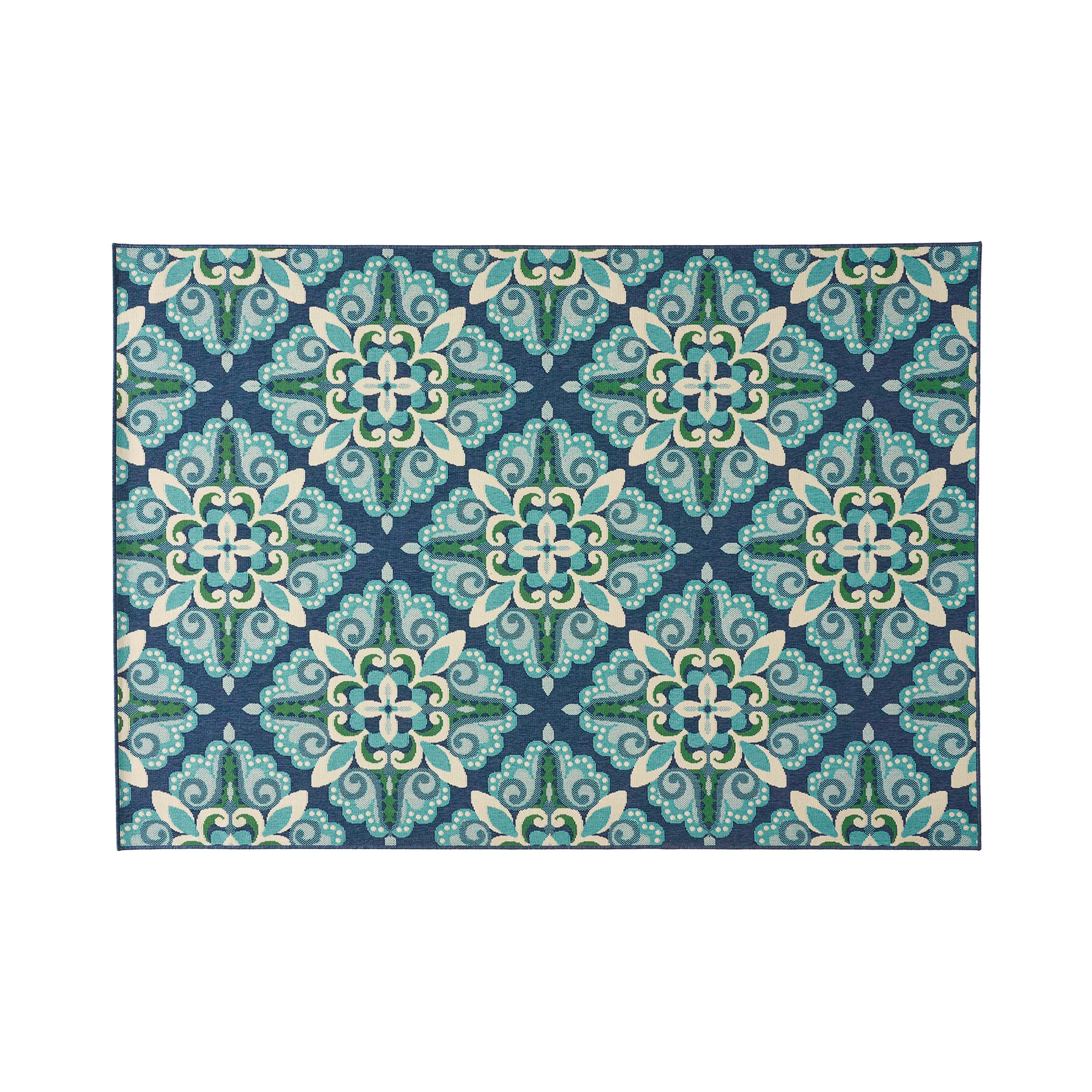 Pazel Indoor/Outdoor Floral Area Rug, Blue and Green - furnishings