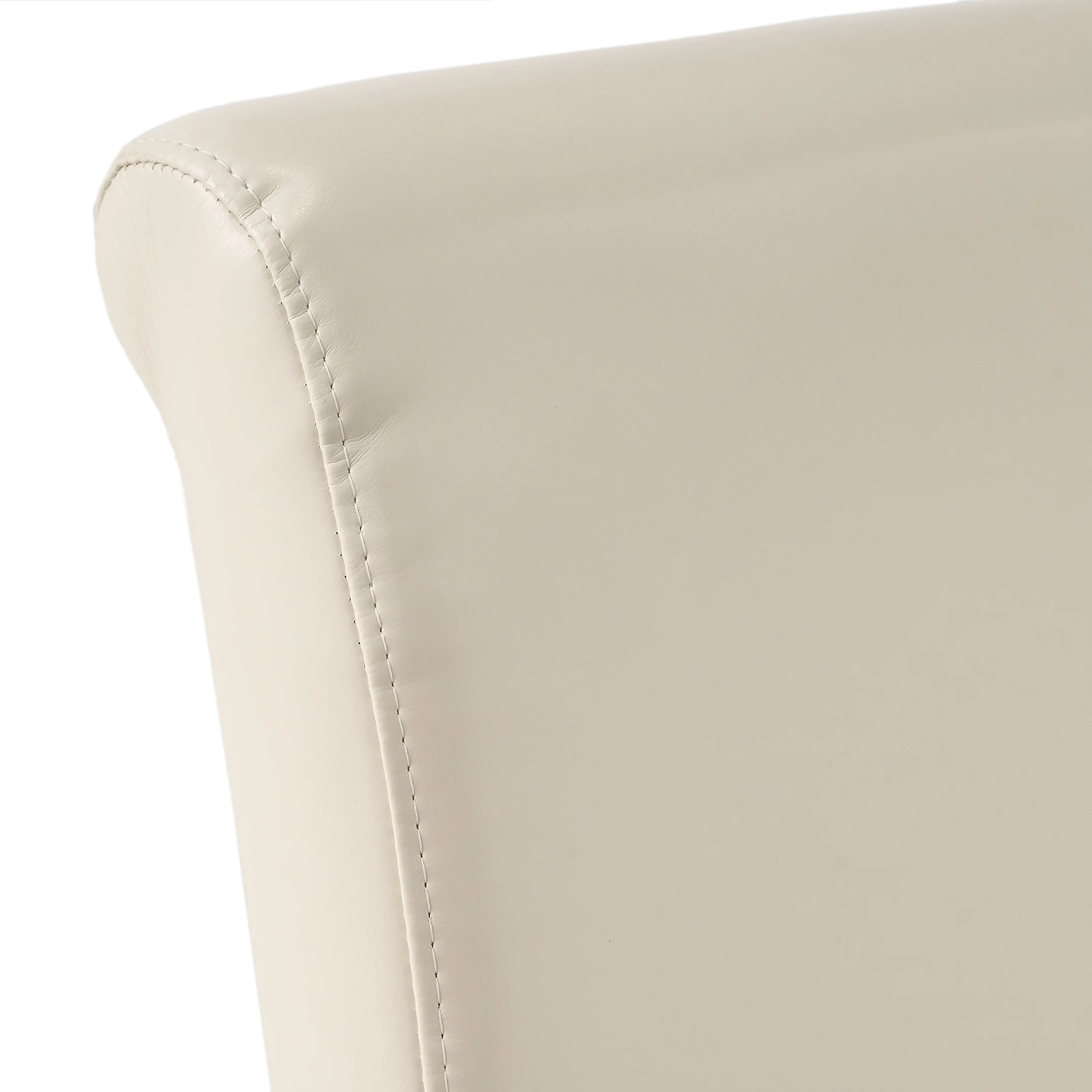 Jazzman Contemporary Bonded Leather Upholstered 26 Inch Counter Stools with Nailhead Trim, Set of 2, Ivory and Matte Black - furnishings