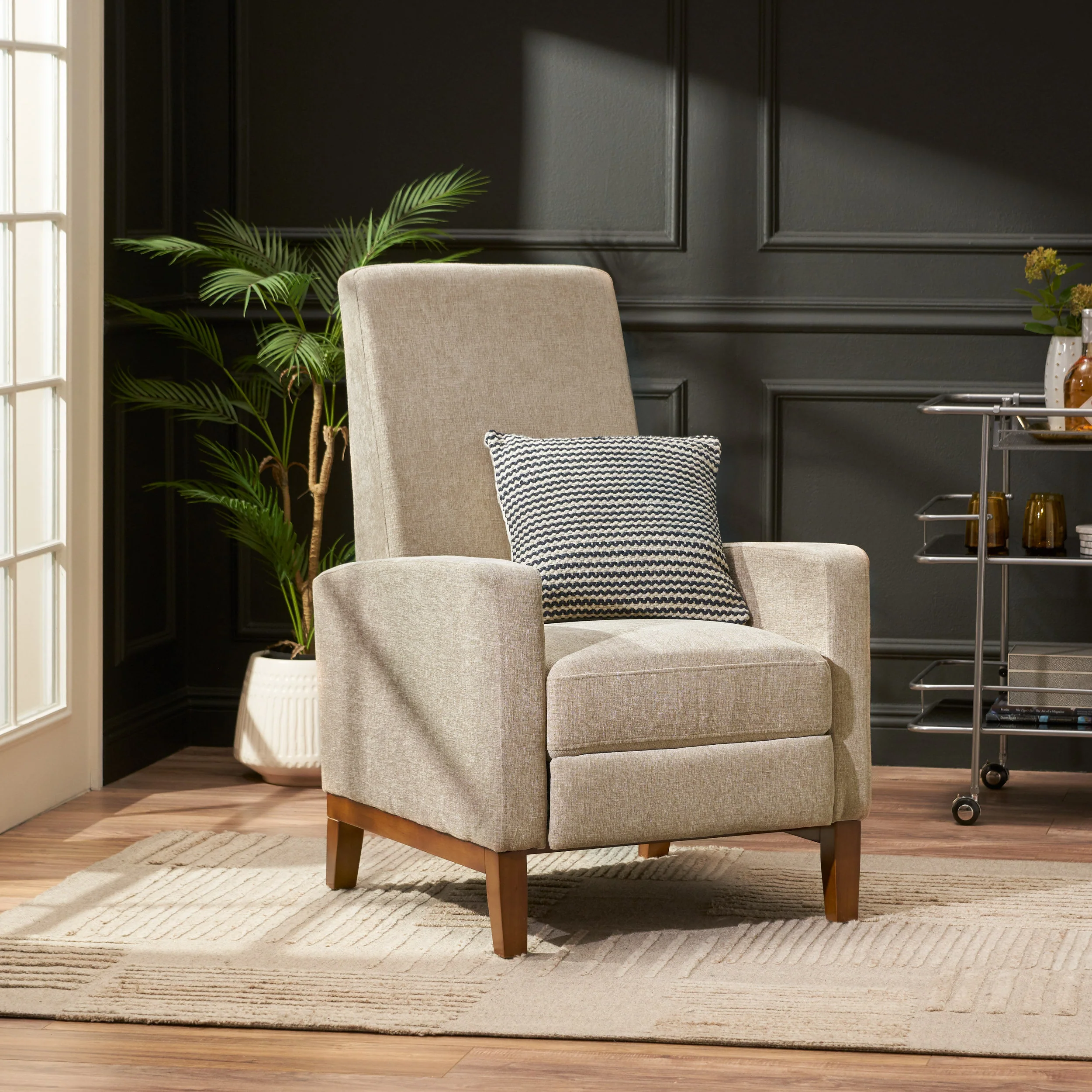 Plevna Contemporary Fabric Upholstered Pushback Recliner - furnishings