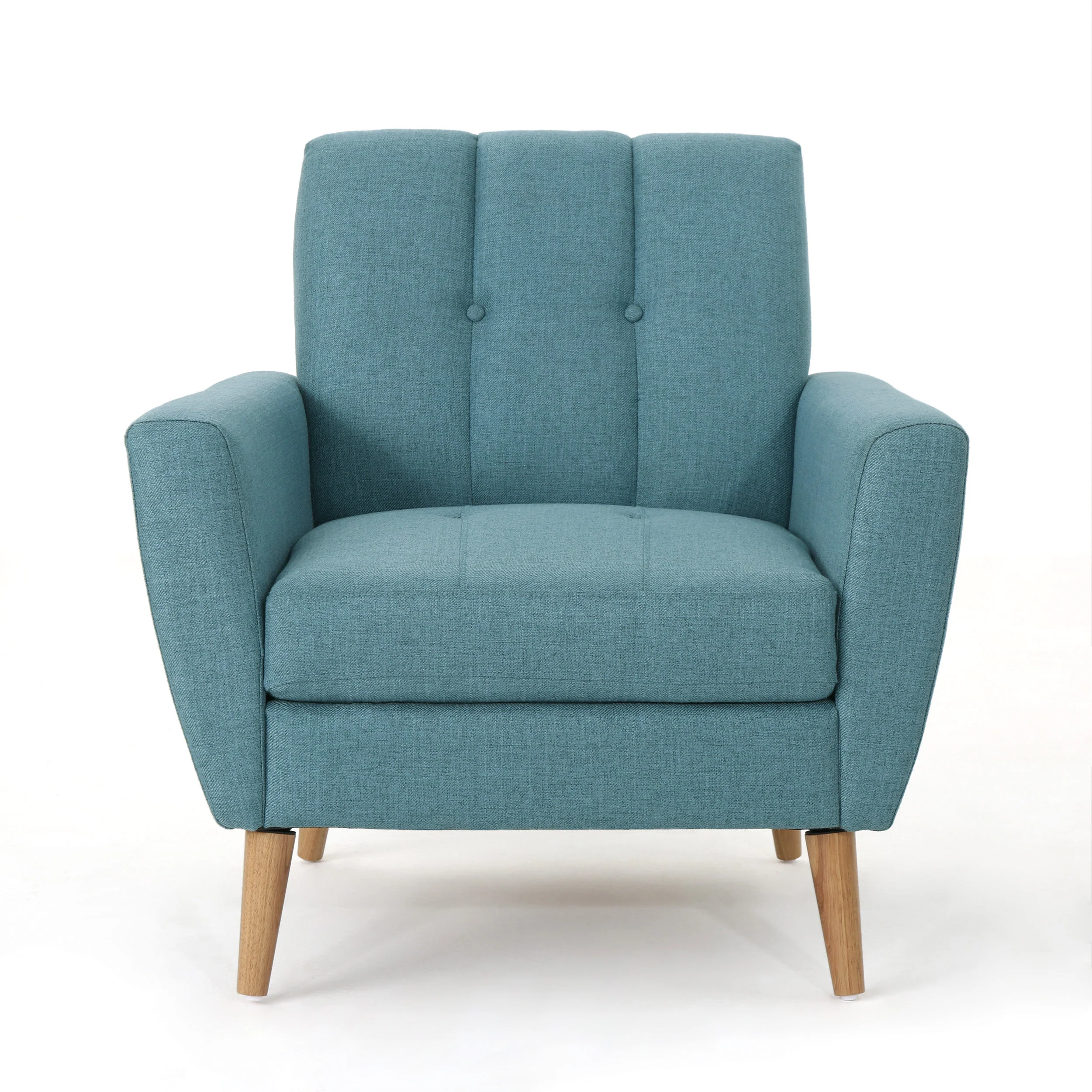 Angelica Mid Century Button Tufted Fabric Club Chair with Channel Stitching - furnishings