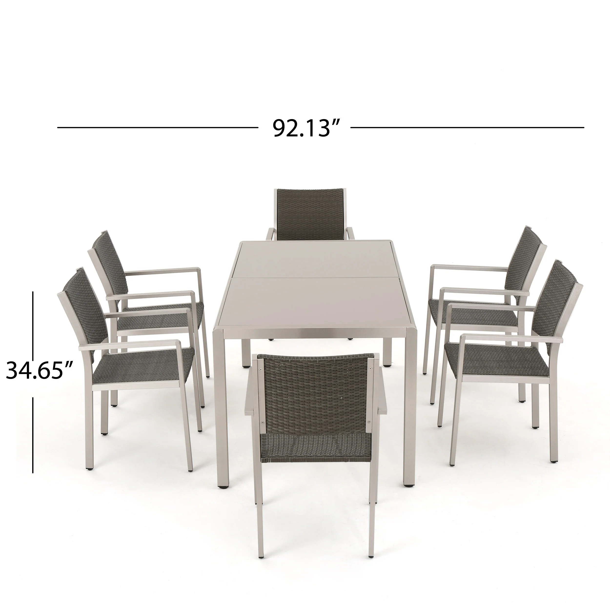 Coral Bay Outdoor 7Pc Grey Aluminum Dining Set w/ Glass Table Top - furnishings