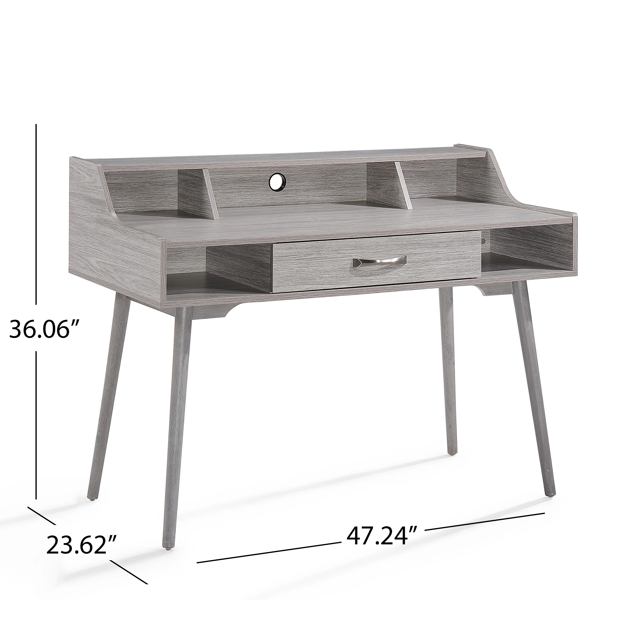 Belinda Mid Century Modern Office Desk And Bookcase Set - furnishings