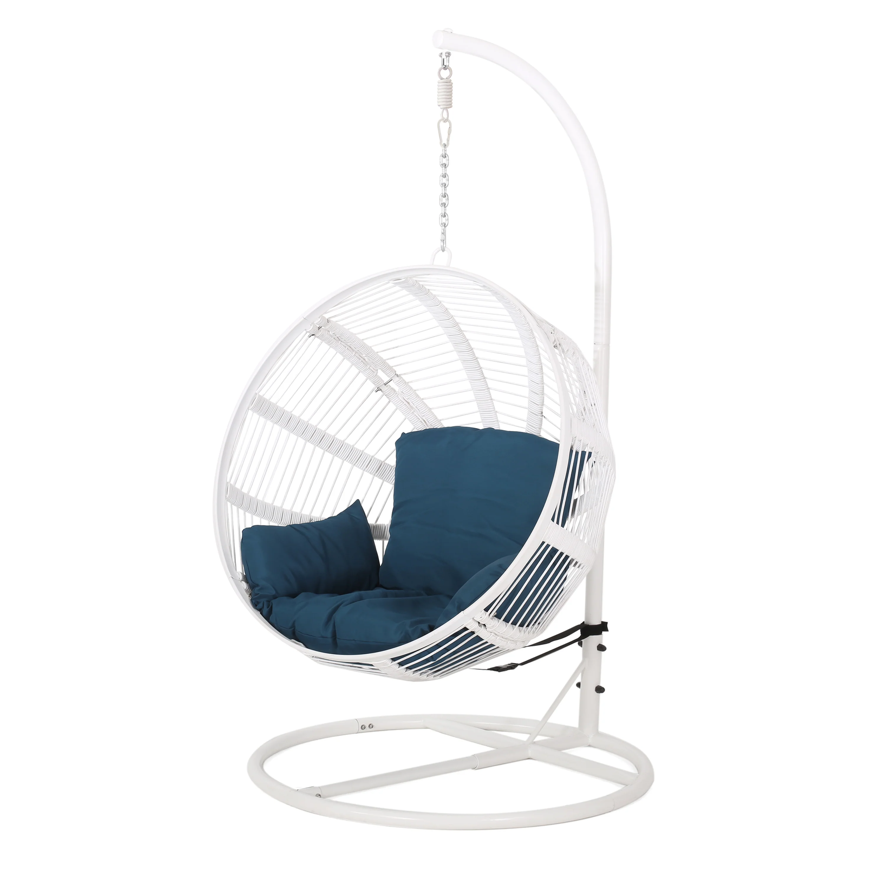 Ansonia Outdoor Rope Weave Hanging Chair with Stand - furnishings