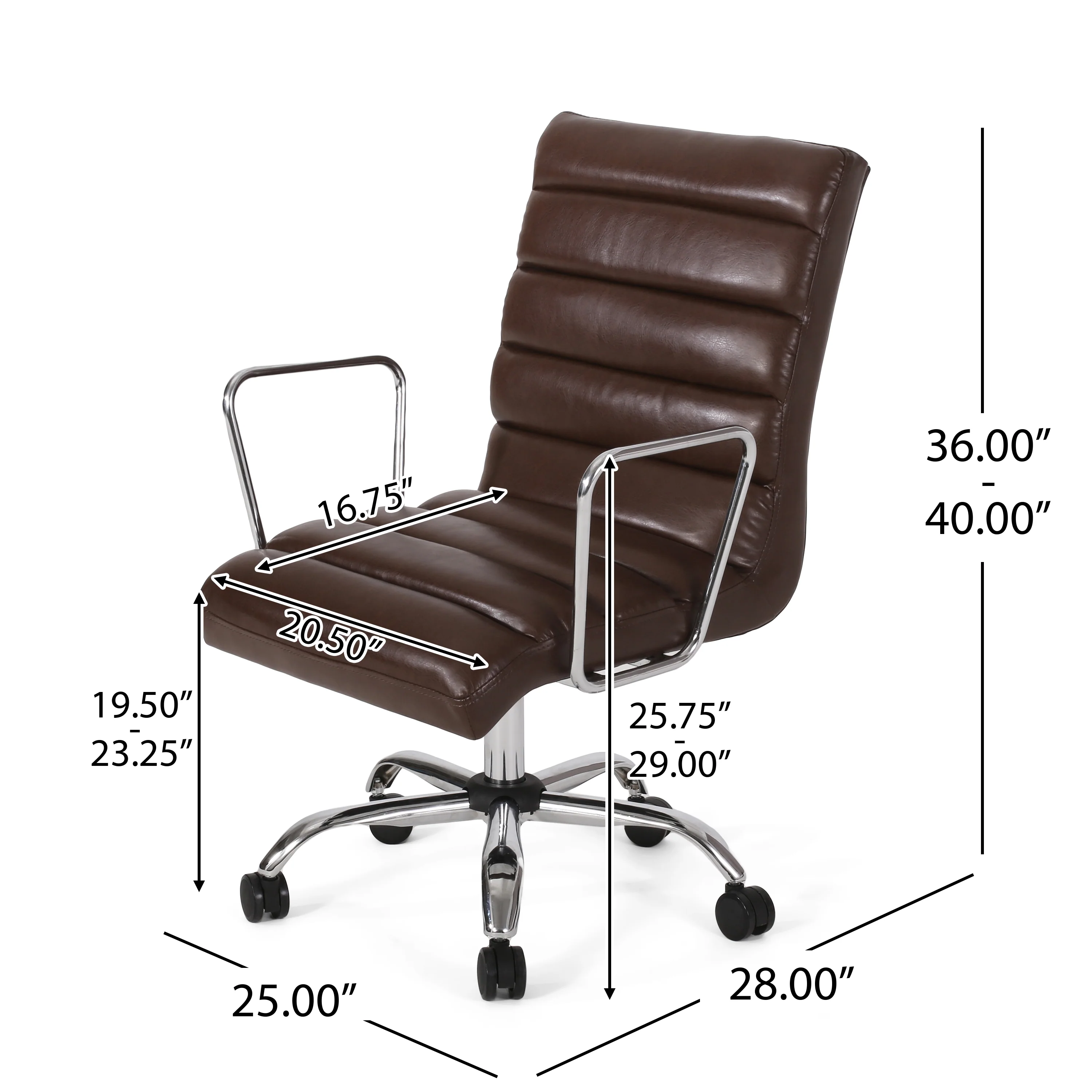 Gilmans Contemporary Faux Leather Channel Stitch Swivel Office Chair - furnishings