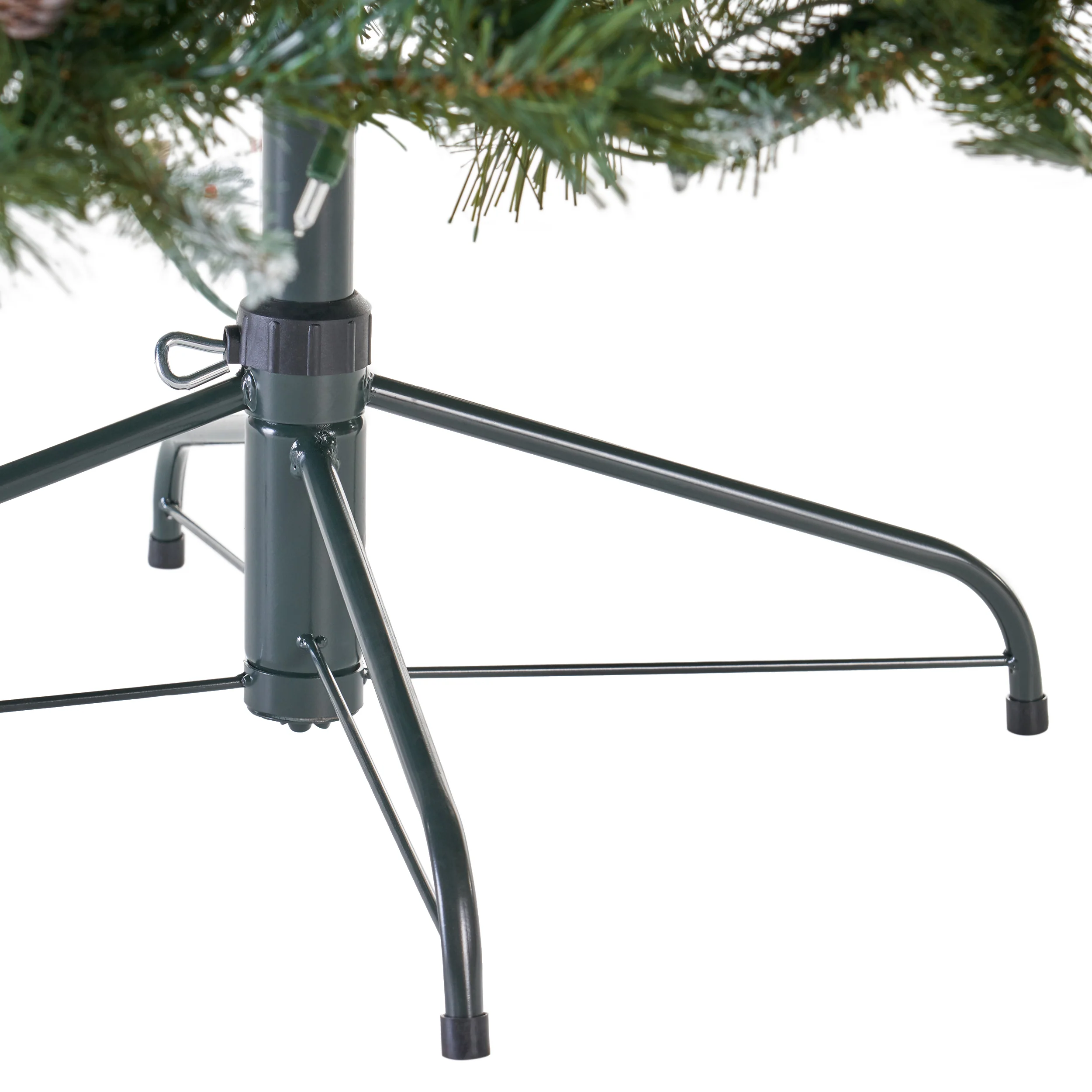 7-foot Mixed Spruce Hinged Artificial Christmas Tree with Frosted Branches, Red Berries, and Frosted Pinecones - furnishings