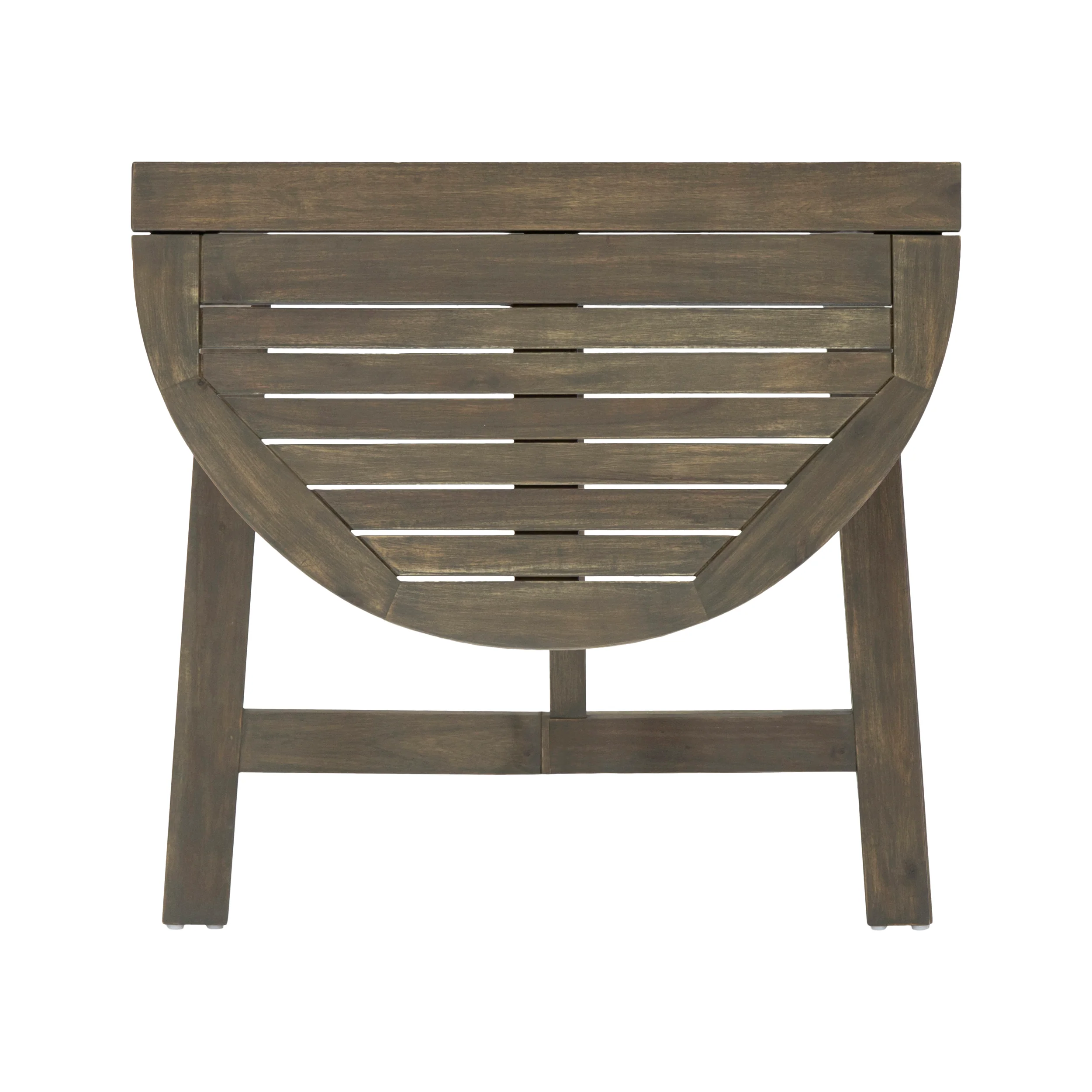 Sophia Outdoor 2 Seater Half-Round Acacia Wood Bistro Table Set with Folding Chairs - furnishings
